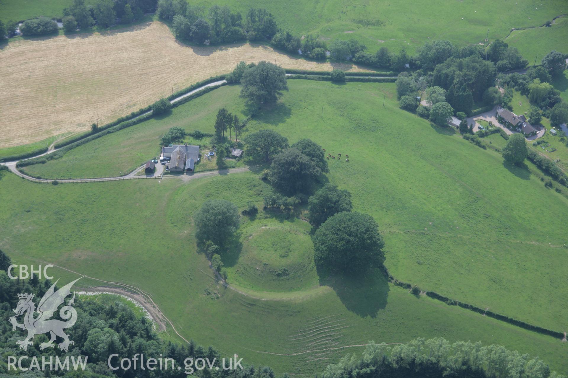 RCAHMW colour oblique aerial photograph of Sycharth Castle, Llansilin. Taken on 04 July 2006 by Toby Driver.