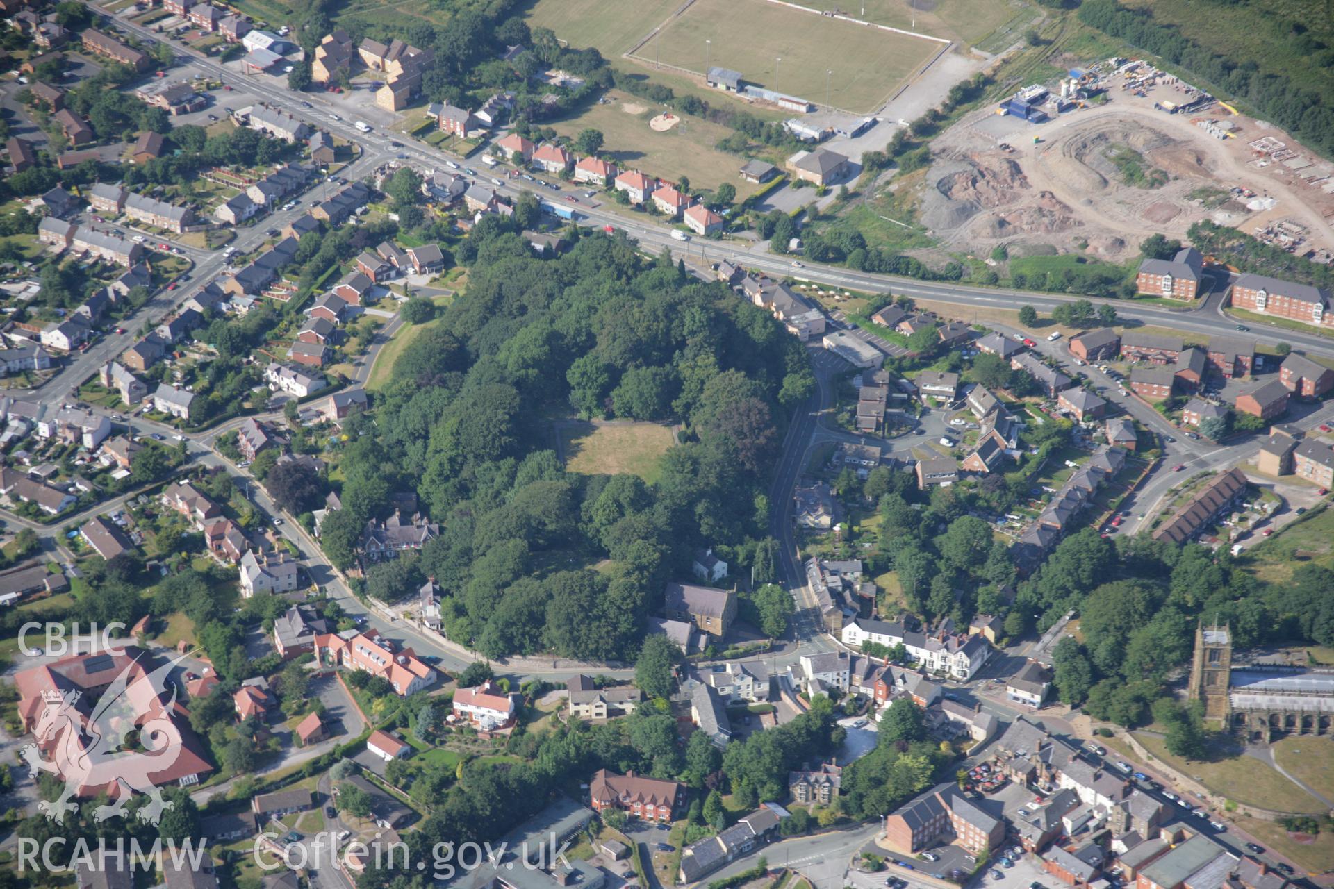 RCAHMW colour oblique aerial photograph of Mold Castle. Taken on 17 July 2006 by Toby Driver.