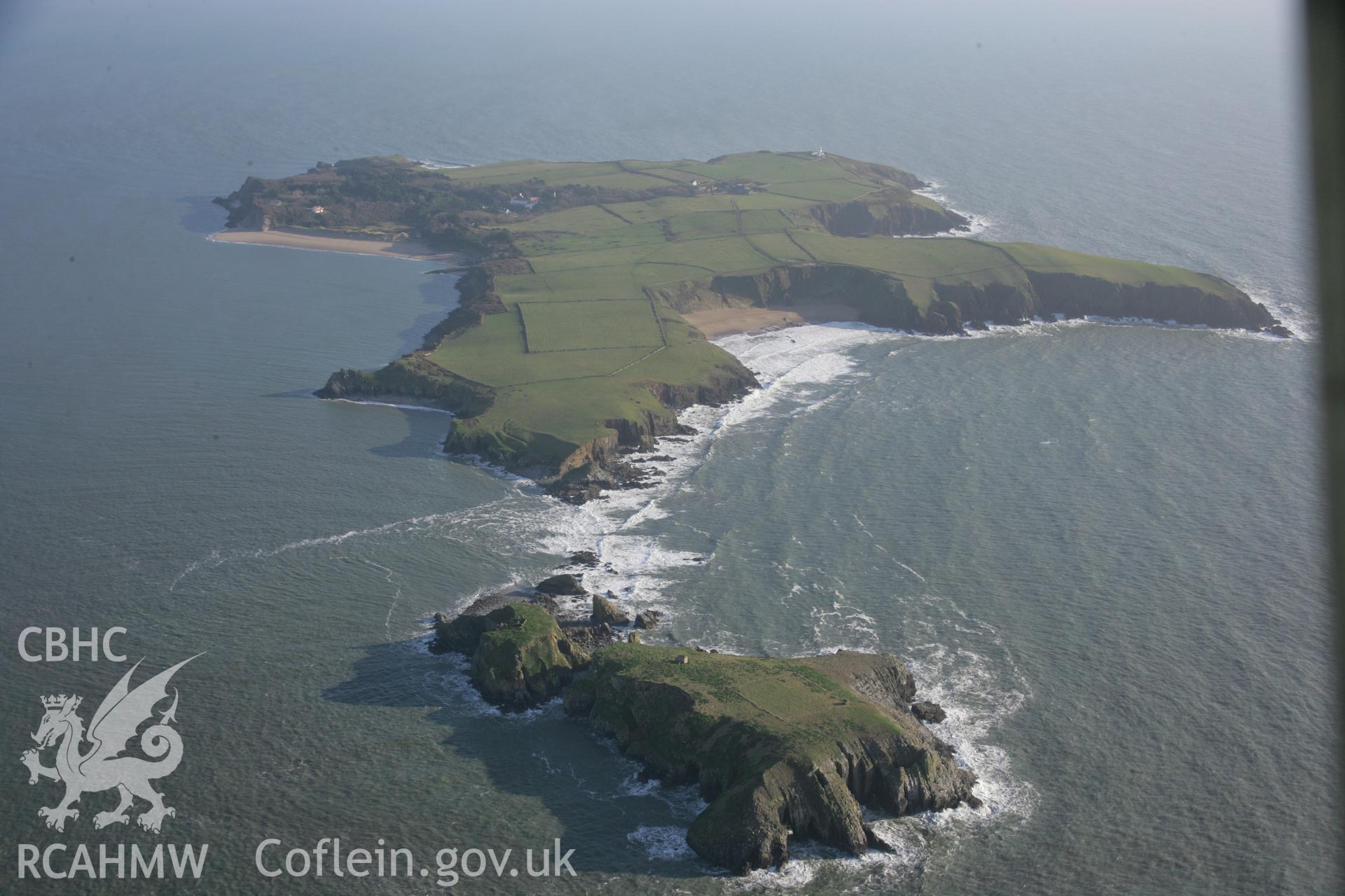 RCAHMW colour oblique aerial photograph of Caldey Island from the west. Taken on 11 January 2006 by Toby Driver.