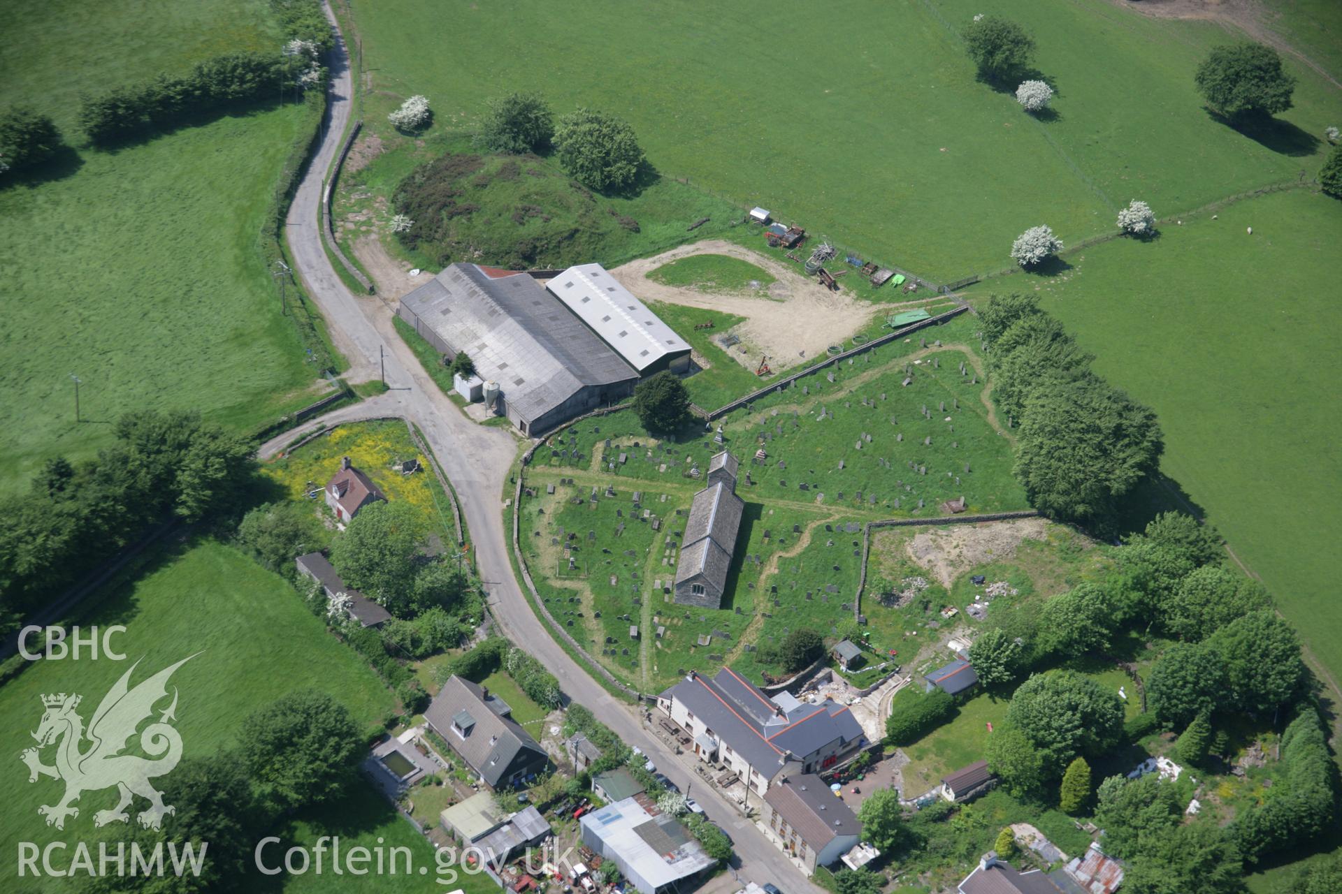 RCAHMW colour oblique aerial photograph of St Illtyd's Castle Mound from the east. Taken on 09 June 2006 by Toby Driver.
