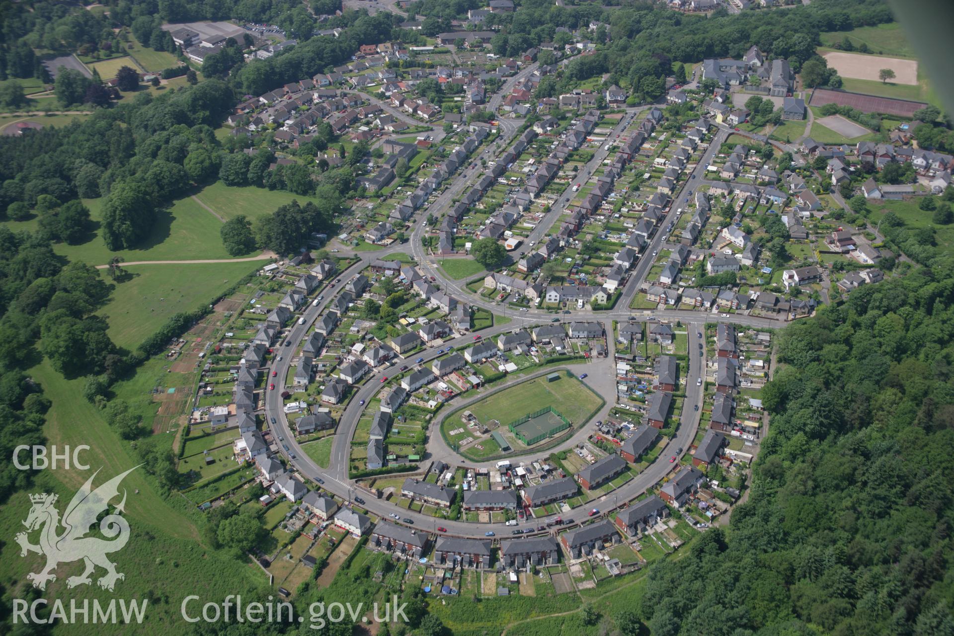 RCAHMW colour oblique aerial photograph of Pontypool from the north-east showing housing at Penygarn Taken on 09 June 2006 by Toby Driver.