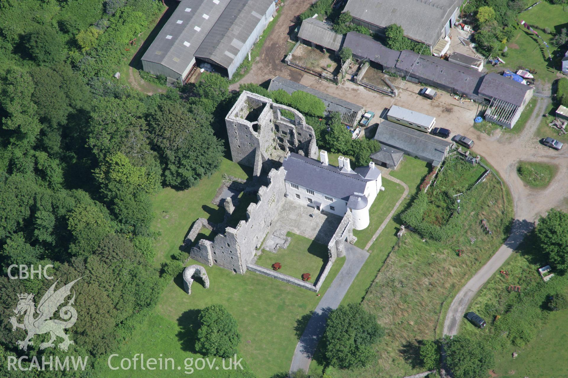 RCAHMW colour oblique aerial photograph of Oxwich Castle. Taken on 11 July 2006 by Toby Driver.