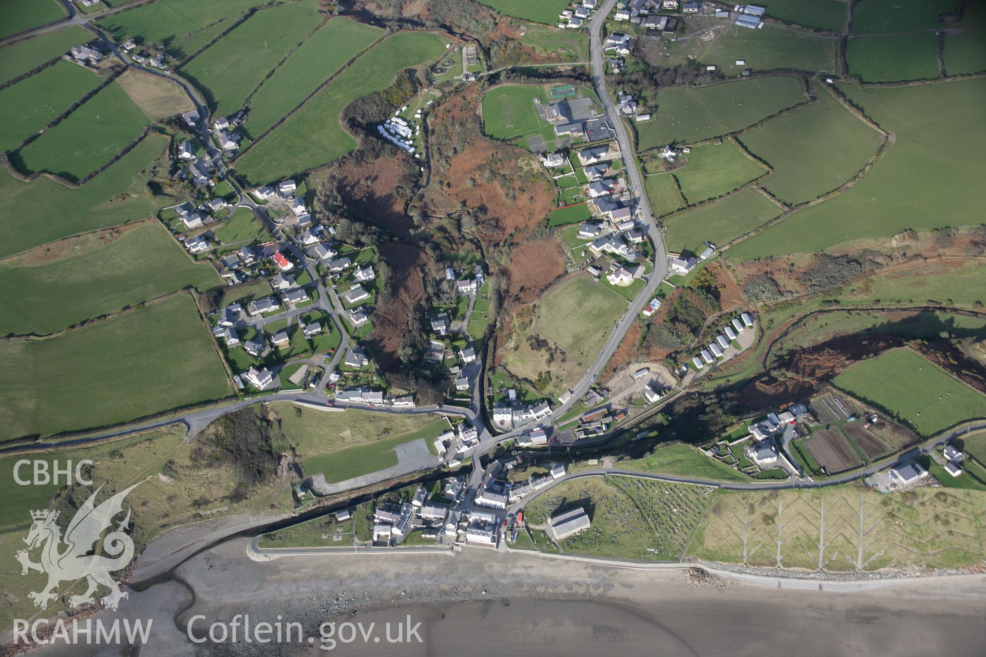 RCAHMW colour oblique aerial photograph of Aberdaron viewed from the south. Taken on 09 February 2006 by Toby Driver.