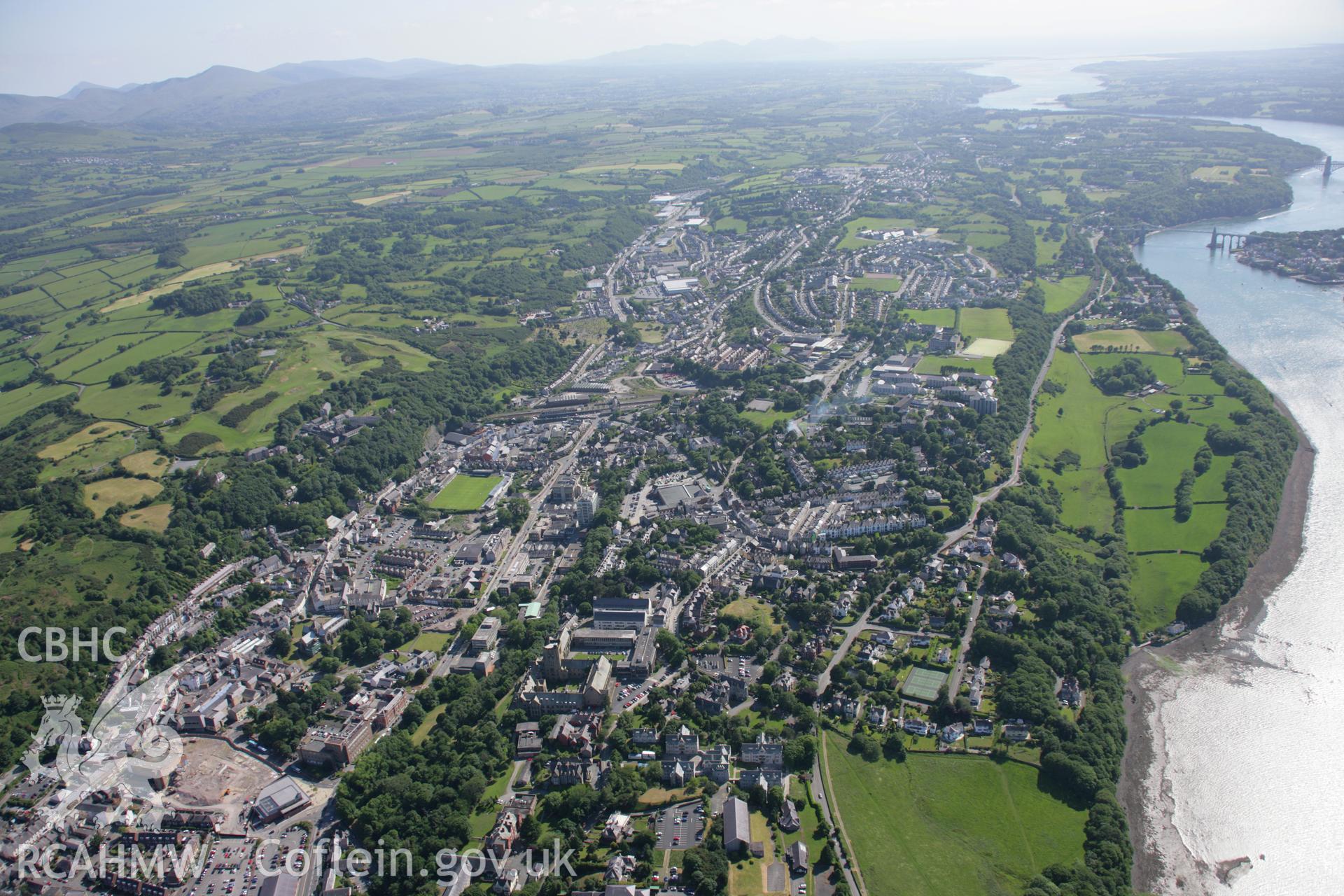 RCAHMW colour oblique aerial photograph of Bangor from the north-east. Taken on 14 June 2006 by Toby Driver.