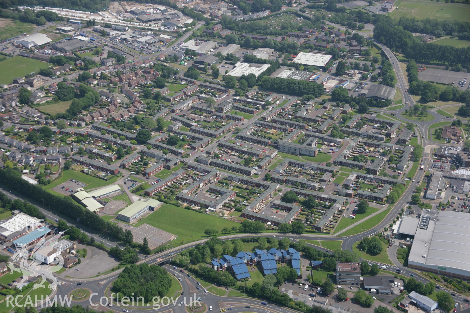 RCAHMW colour oblique aerial photograph of Cwmbran, including Northville, from the west. Taken on 09 June 2006 by Toby Driver.