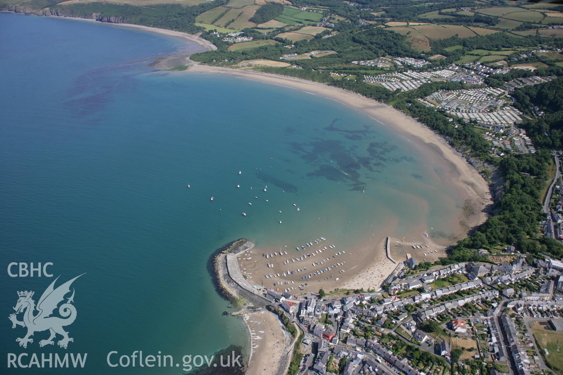 RCAHMW colour oblique aerial photograph of New Quay. Taken on 27 July 2006 by Toby Driver.