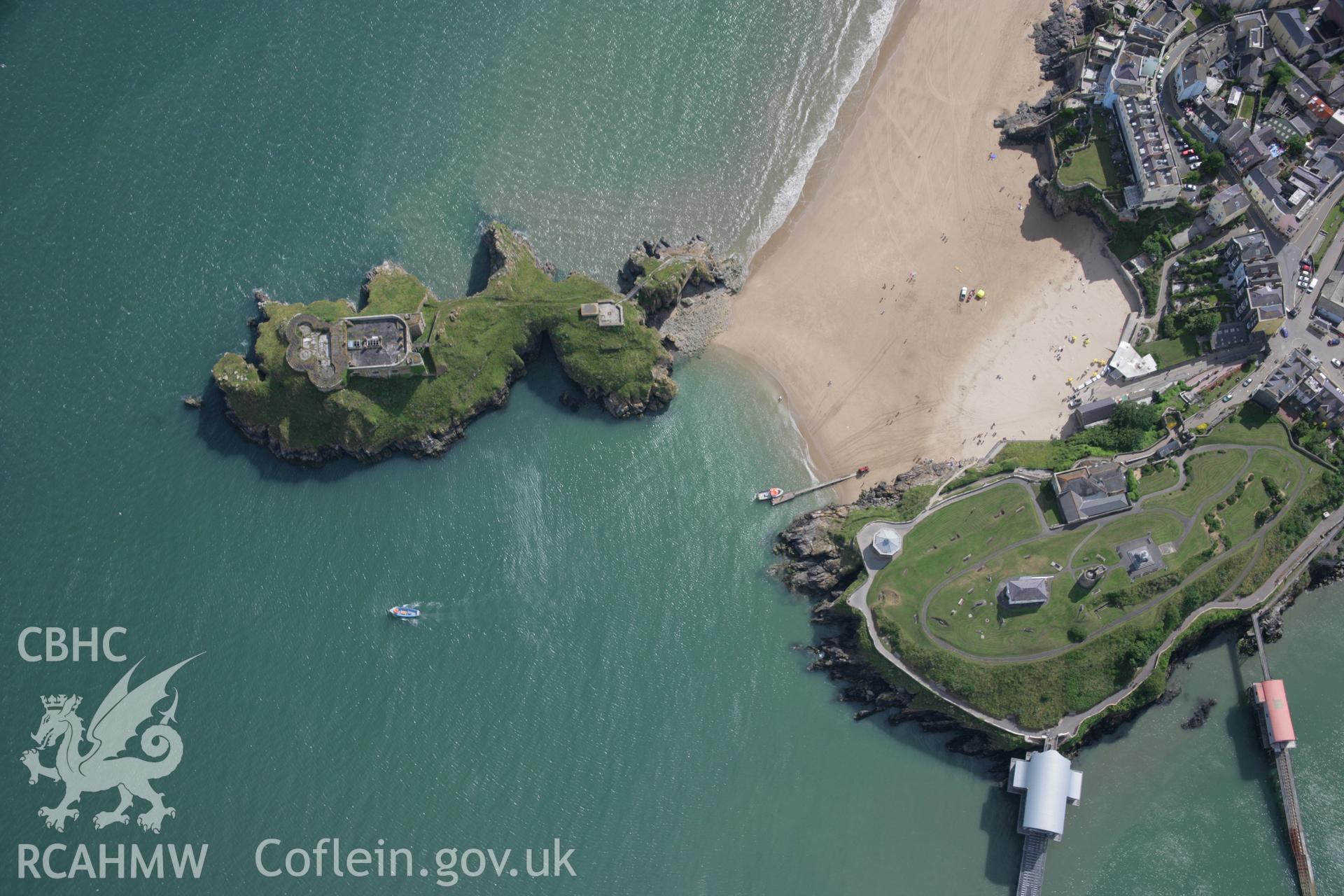 RCAHMW colour oblique aerial photograph of Tenby Castle. Taken on 11 July 2006 by Toby Driver.