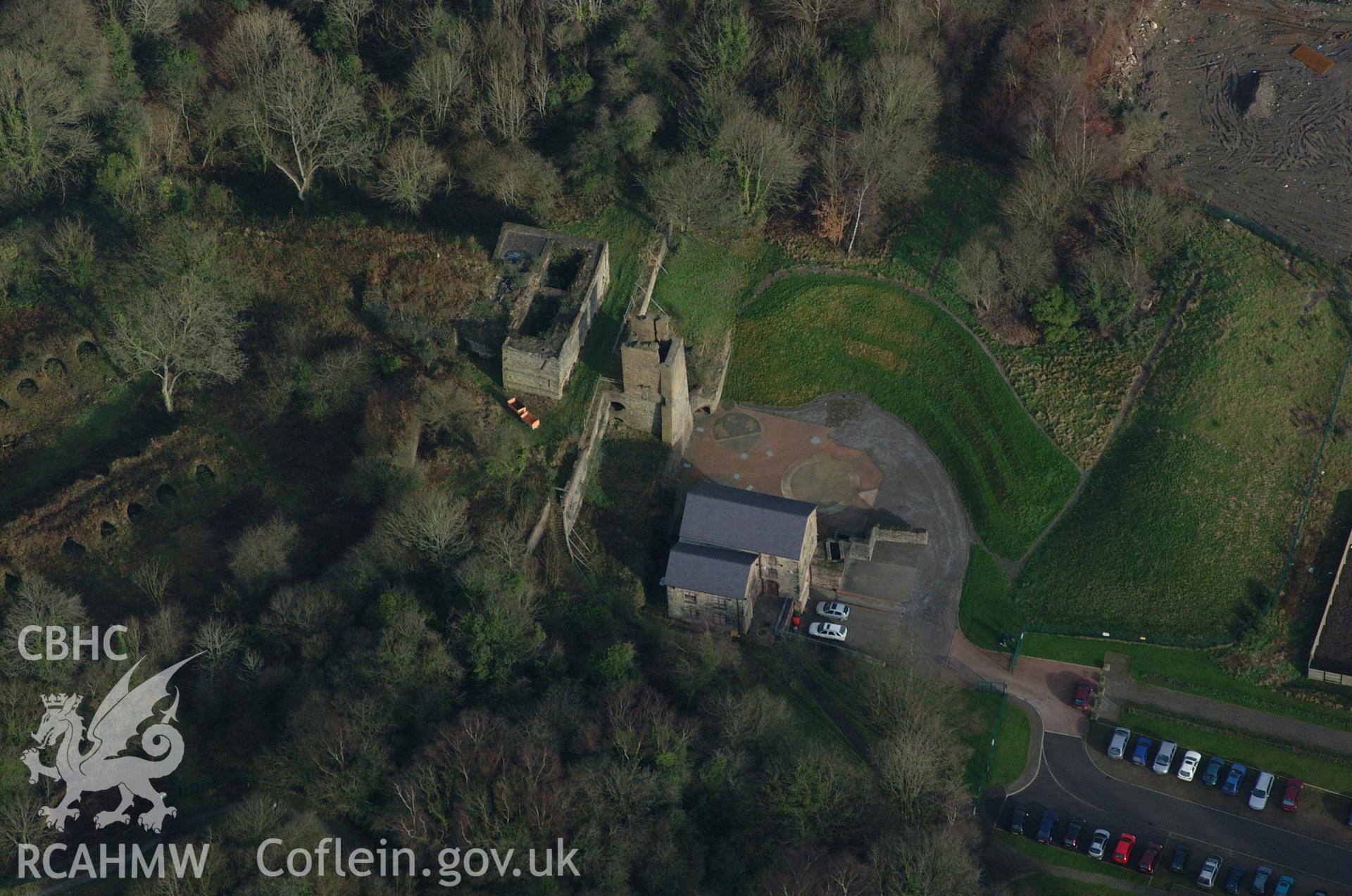 RCAHMW colour oblique aerial photograph of Tondu Ironworks taken on 13/01/2005 by Toby Driver