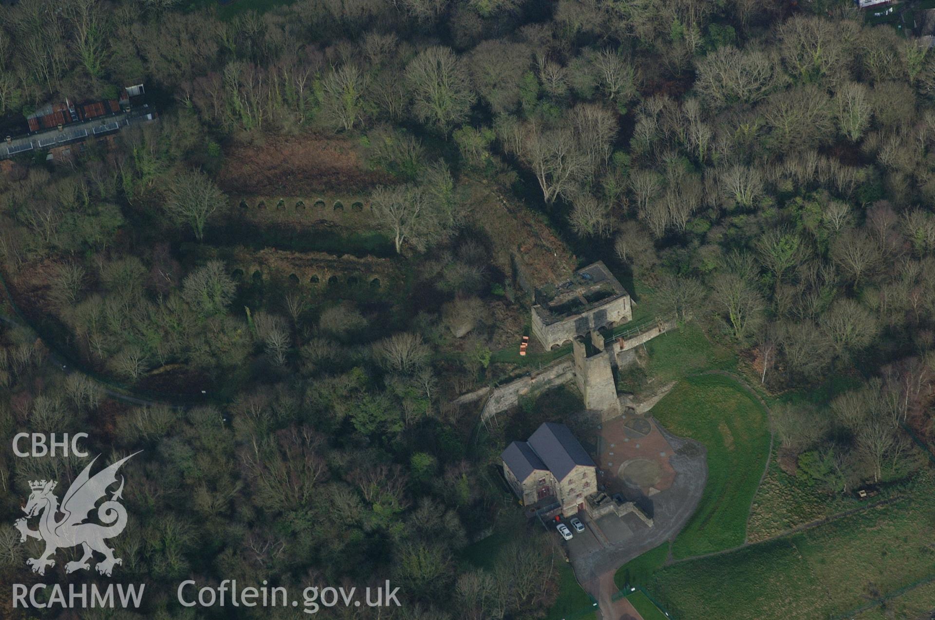 RCAHMW colour oblique aerial photograph of Tondu Ironworks taken on 13/01/2005 by Toby Driver