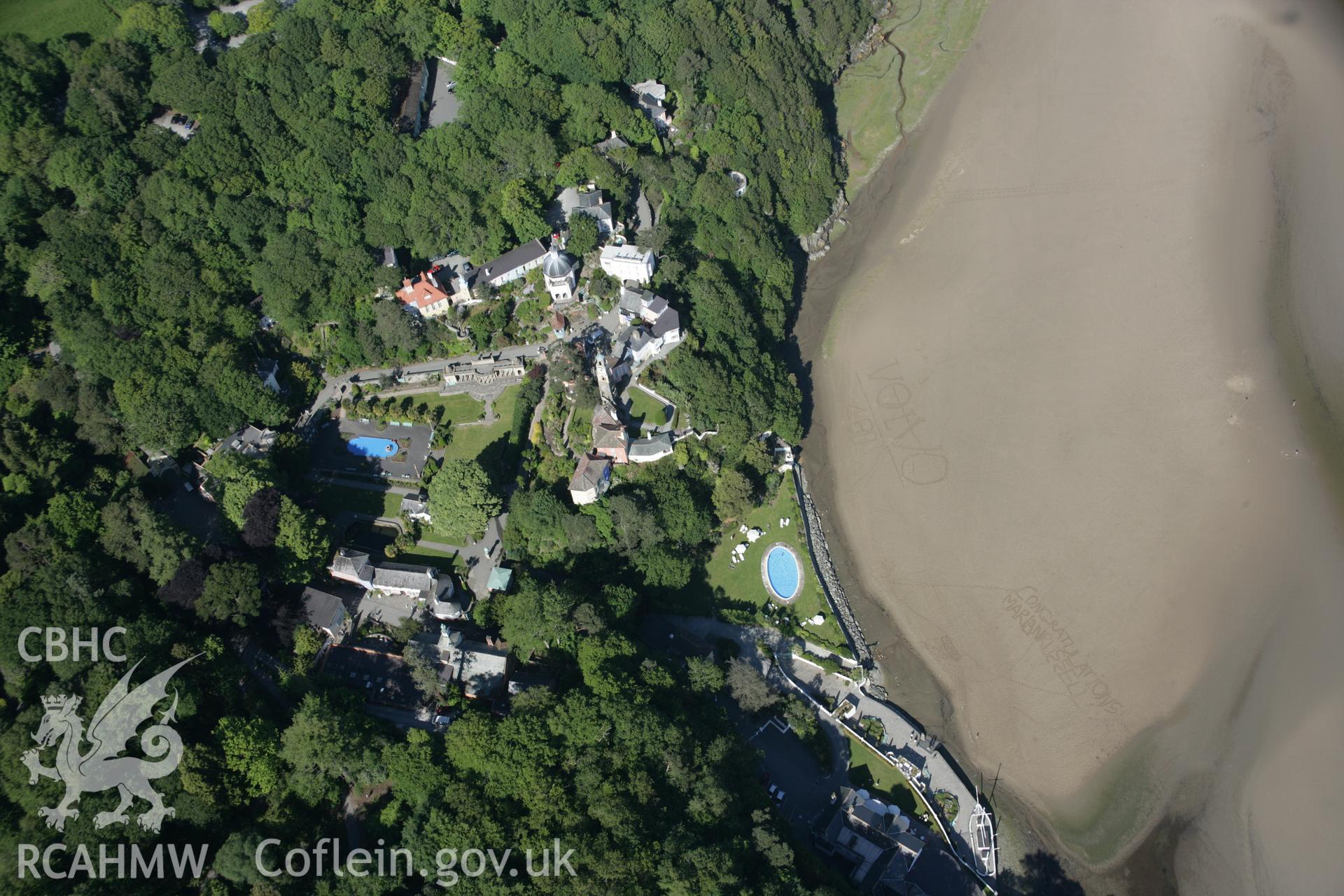RCAHMW digital colour oblique photograph of Portmeirion viewed from the west. Taken on 08/06/2005 by T.G. Driver.
