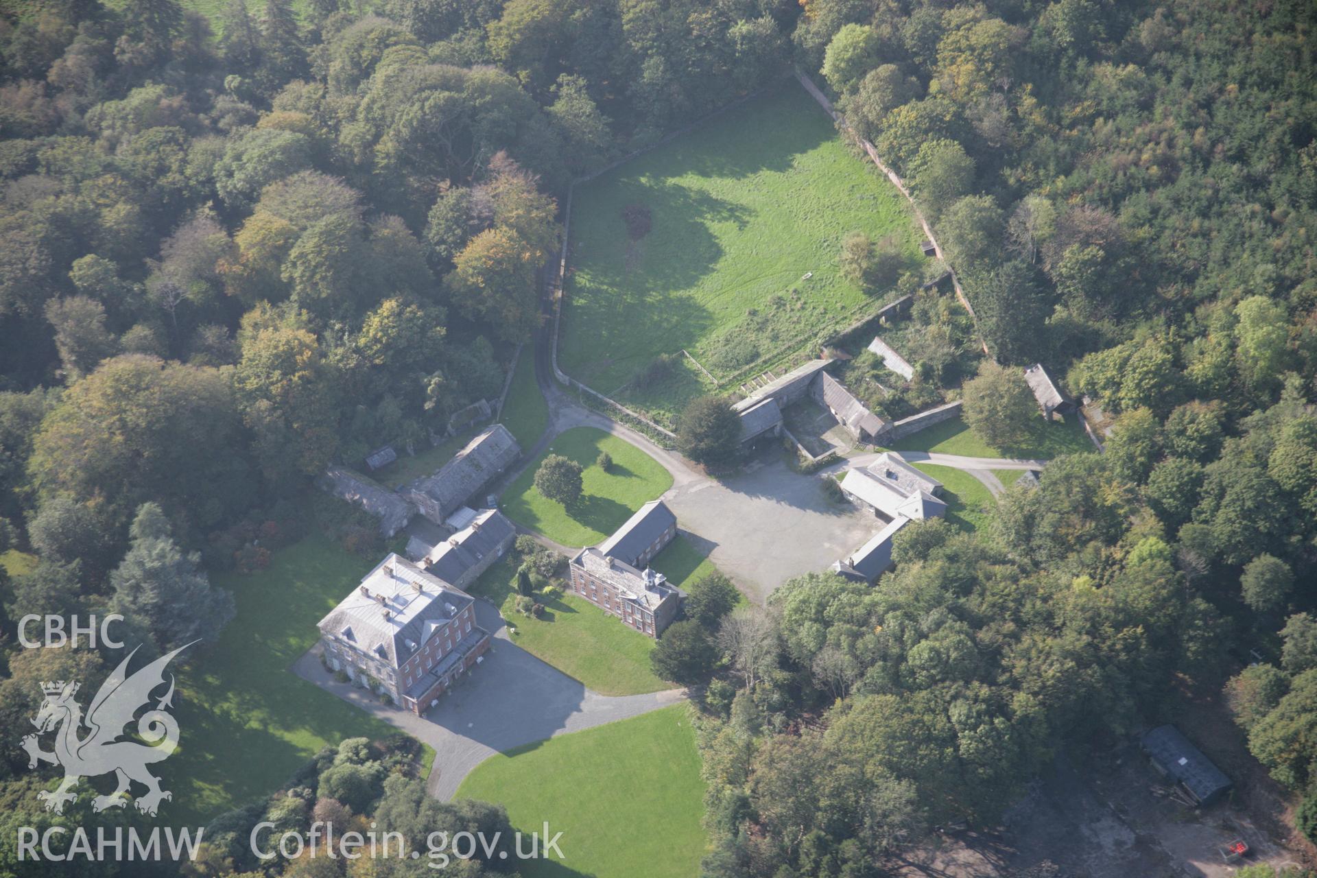 RCAHMW colour oblique aerial photograph of Peniarth Country House, viewed looking west. Taken on 17 October 2005 by Toby Driver