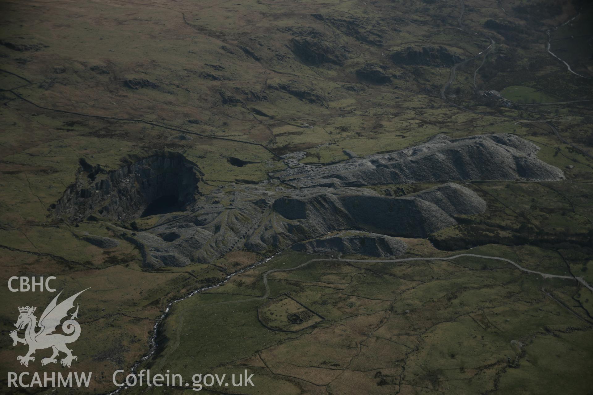 RCAHMW digital colour oblique photograph of Glanafon Slate Quarry  from the north. Taken on 20/03/2005 by T.G. Driver.