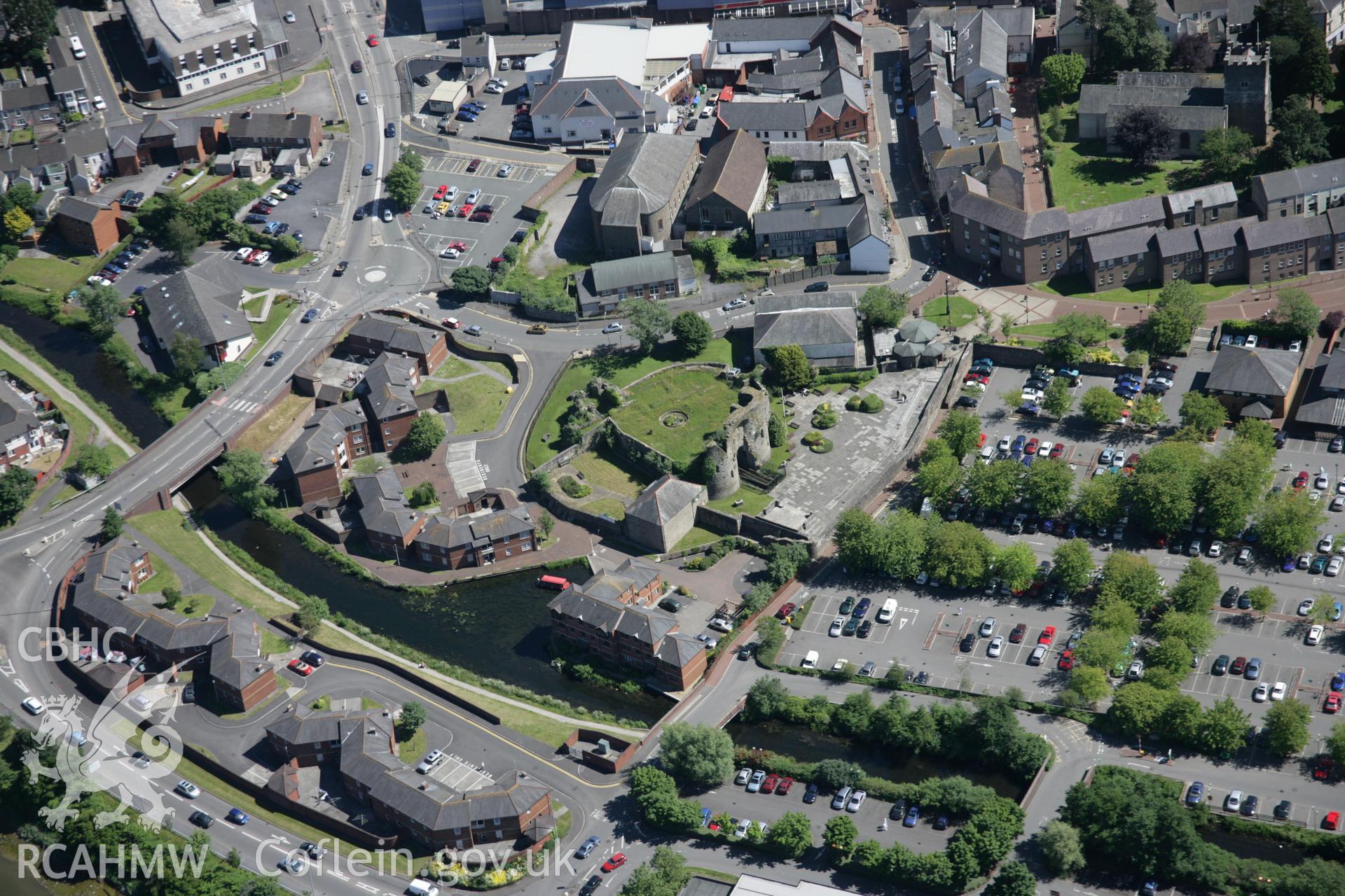 RCAHMW colour oblique aerial photograph of Neath Castle viewed from the north. Taken on 22 June 2005 by Toby Driver