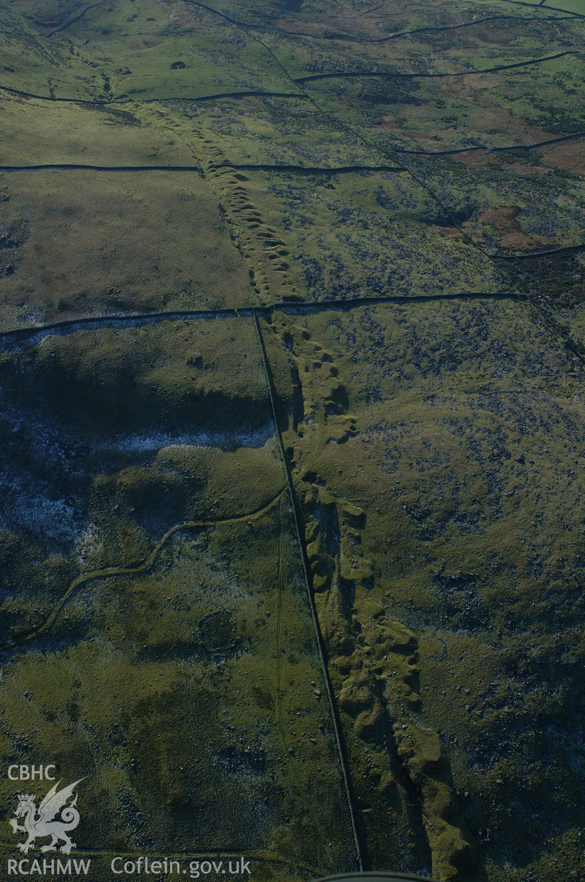 RCAHMW colour oblique aerial photograph of Egryn and Hafotty Manganese Mines taken on 24/01/2005 by Toby Driver