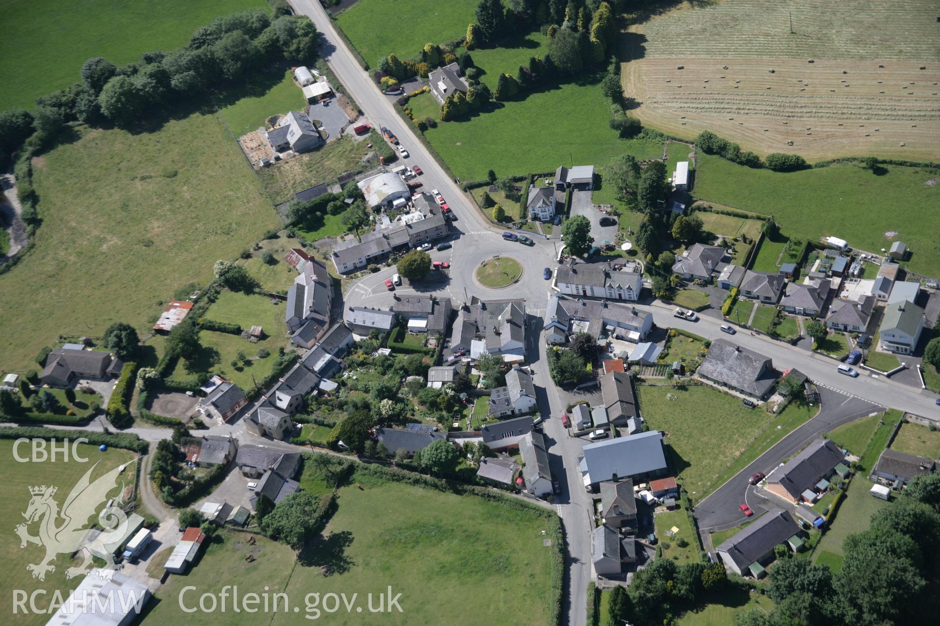 RCAHMW colour oblique aerial photograph of Llangeitho village, viewed from the south-east. Taken on 23 June 2005 by Toby Driver