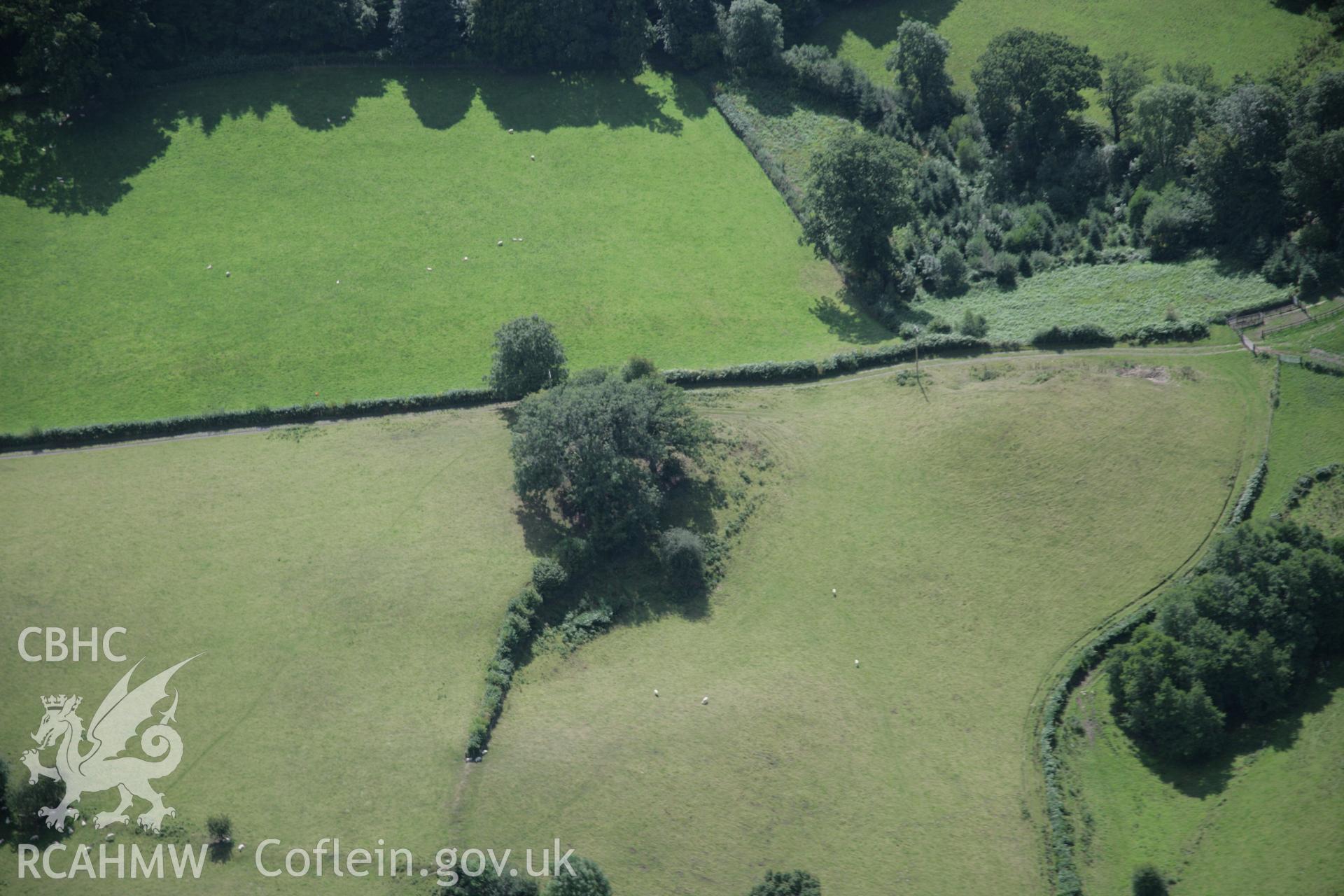 RCAHMW colour oblique aerial photograph of Castell Caemaerdy from the north. Taken on 02 September 2005 by Toby Driver