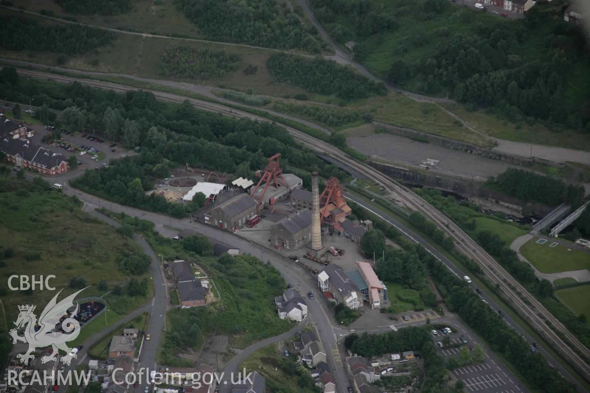 RCAHMW digital colour oblique photograph of Rhondda Heritage Park viewed from the east. Taken on 07/07/2005 by T.G. Driver.
