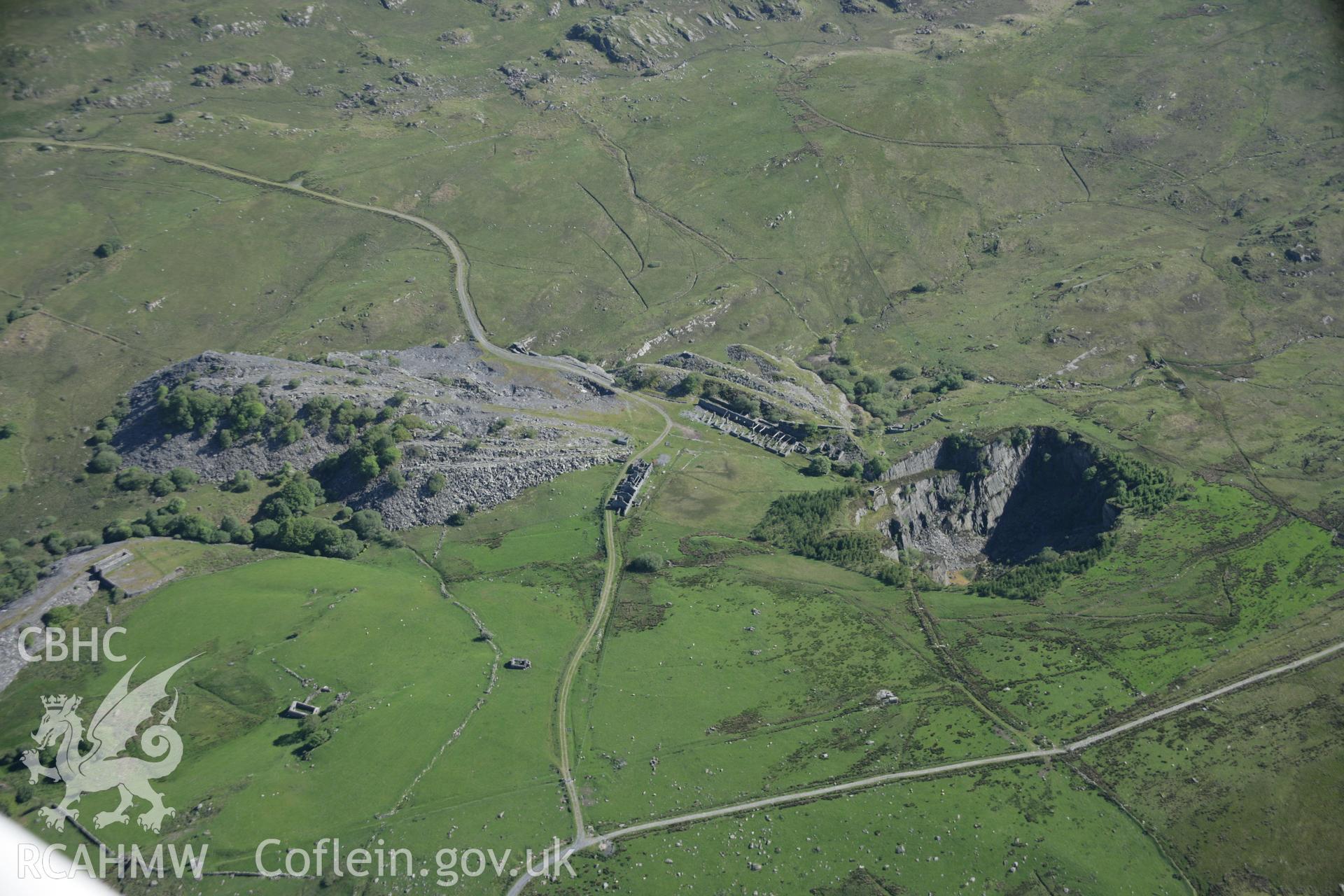 RCAHMW digital colour oblique photograph of Rhos Quarry, Capel Curig, from the north. Taken on 08/06/2005 by T.G. Driver.
