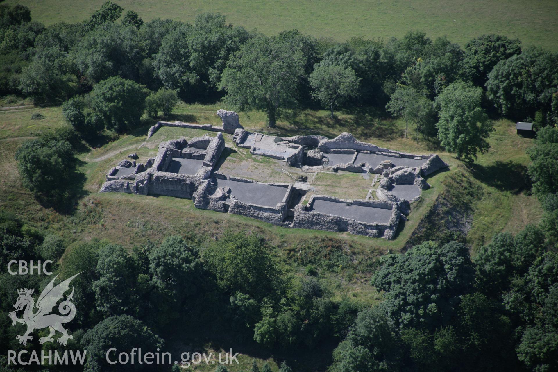 RCAHMW digital colour oblique photograph of Dolforwyn Castle following restoration, viewed from the south-east. Taken on 21/07/2005 by T.G. Driver.