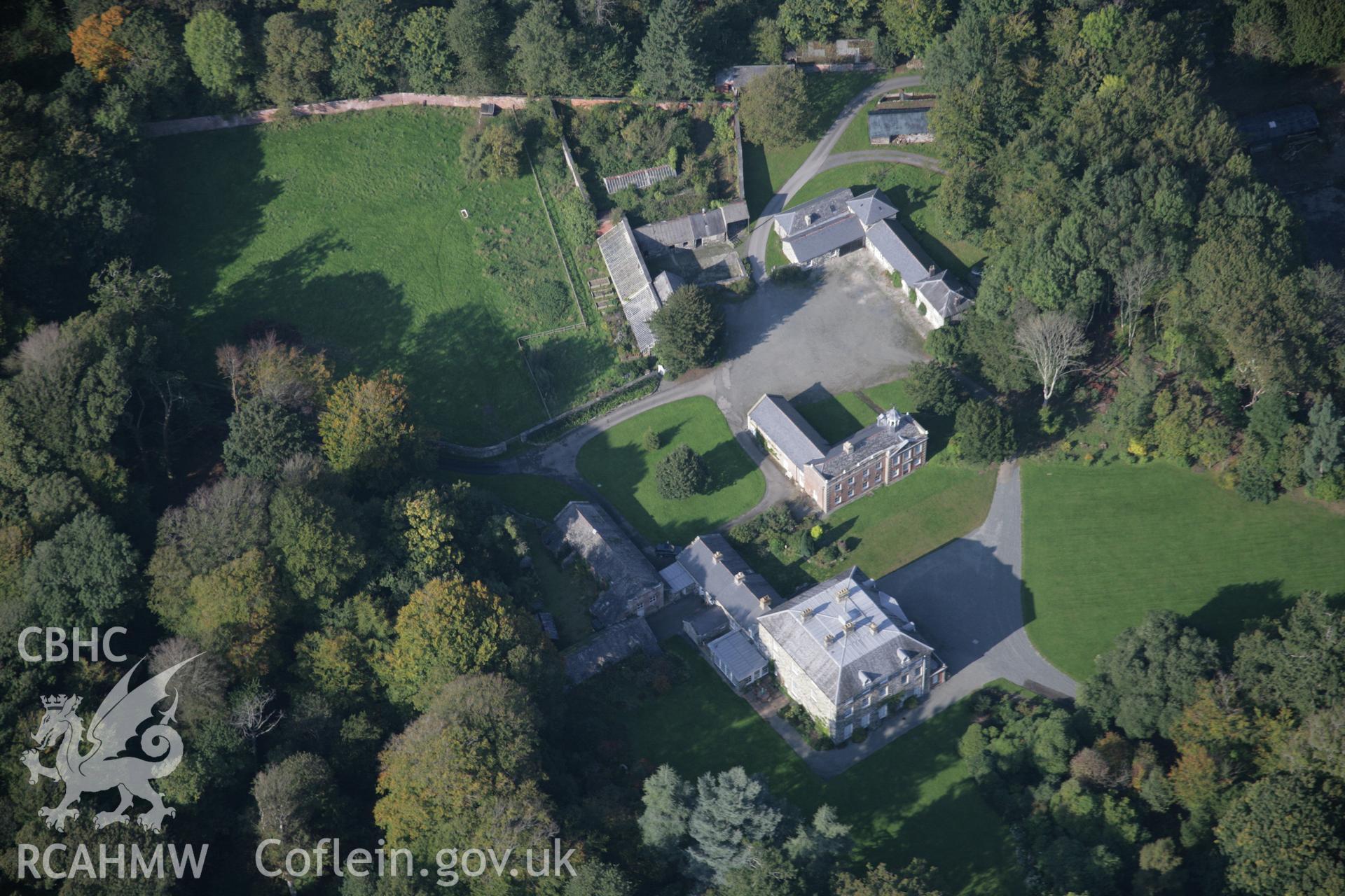RCAHMW colour oblique aerial photograph of Peniarth Country House, viewed looking north. Taken on 17 October 2005 by Toby Driver