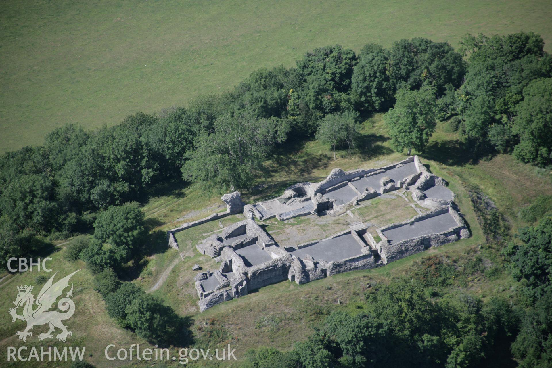 RCAHMW digital colour oblique photograph of Dolforwyn Castle following restoration, viewed from the west. Taken on 21/07/2005 by T.G. Driver.