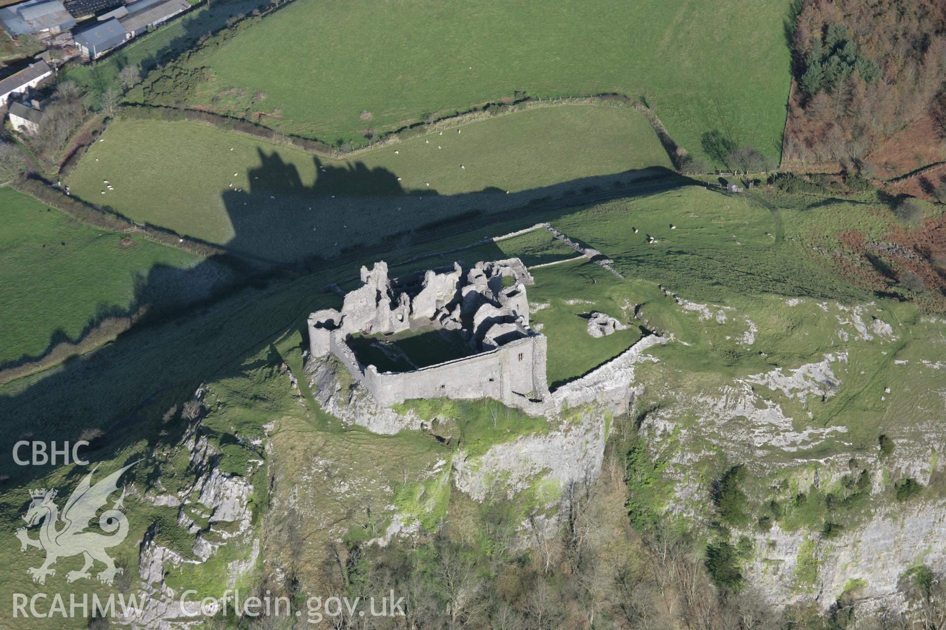 RCAHMW colour oblique photograph of Carreg Cennen Castle, view from south. Taken by Toby Driver on 17/11/2005.