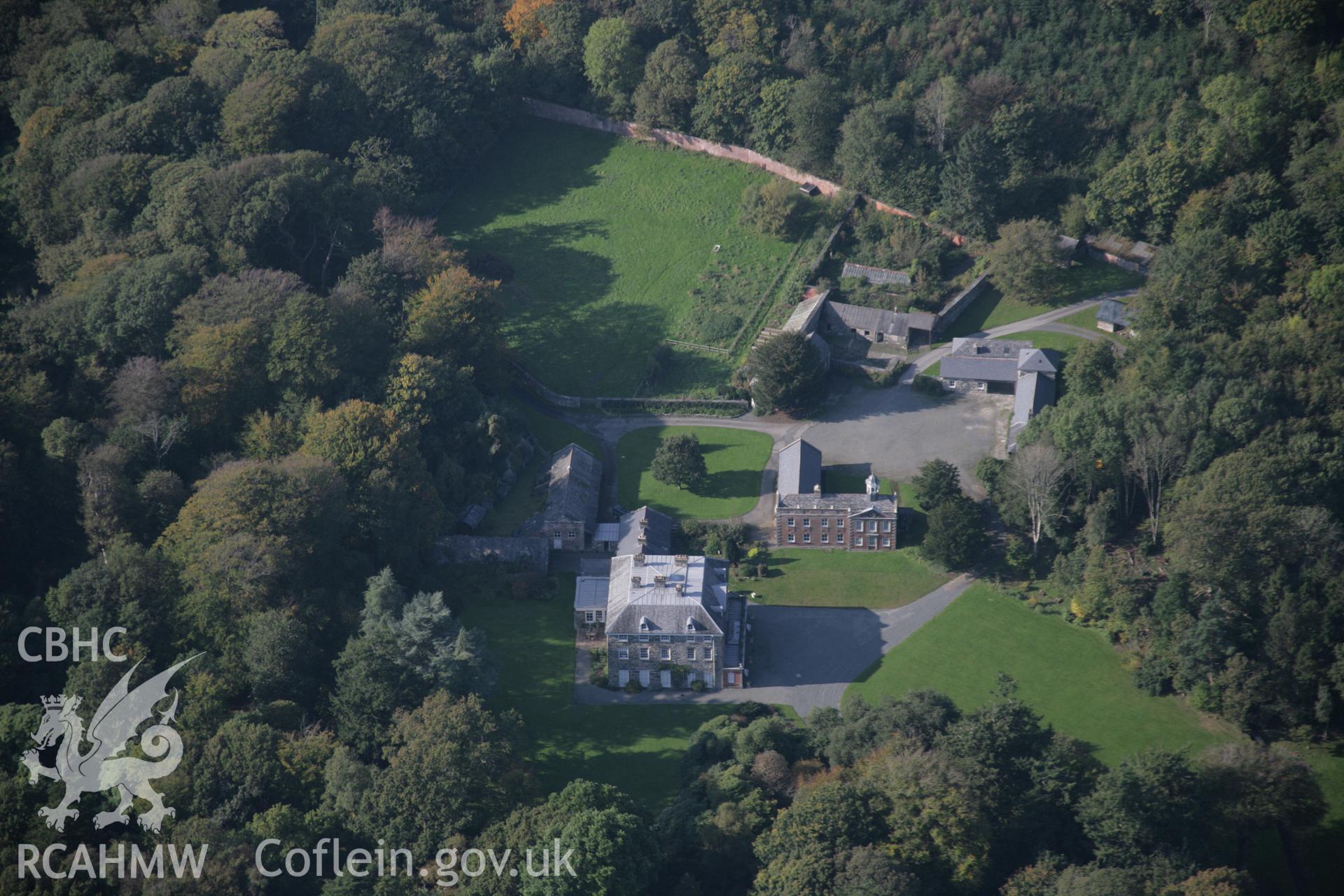 RCAHMW colour oblique aerial photograph of Peniarth Country House, viewed looking north-west. Taken on 17 October 2005 by Toby Driver