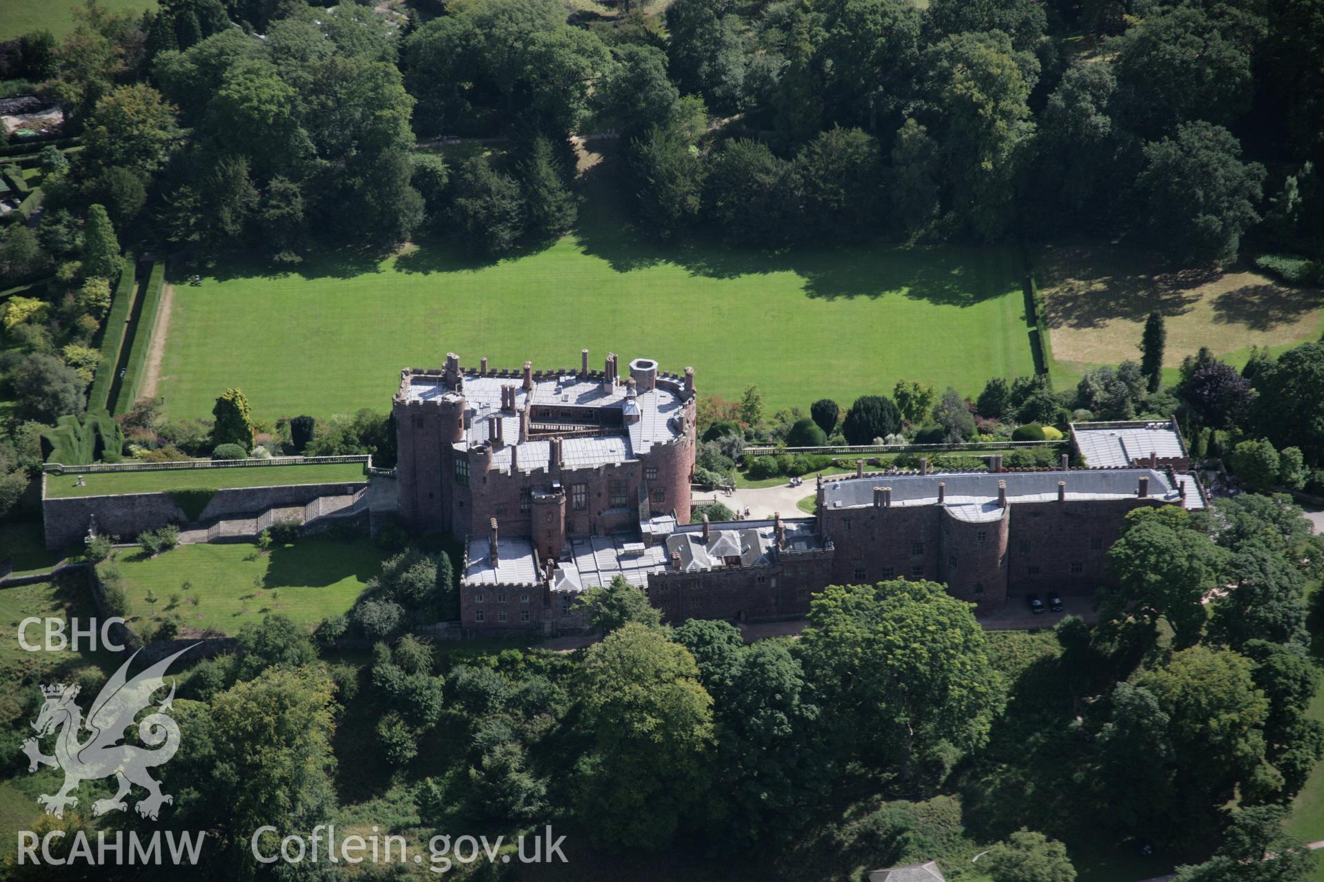RCAHMW colour oblique aerial photograph of Powis Castle, also showing the gardens, from the north-west. Taken on 02 September 2005 by Toby Driver