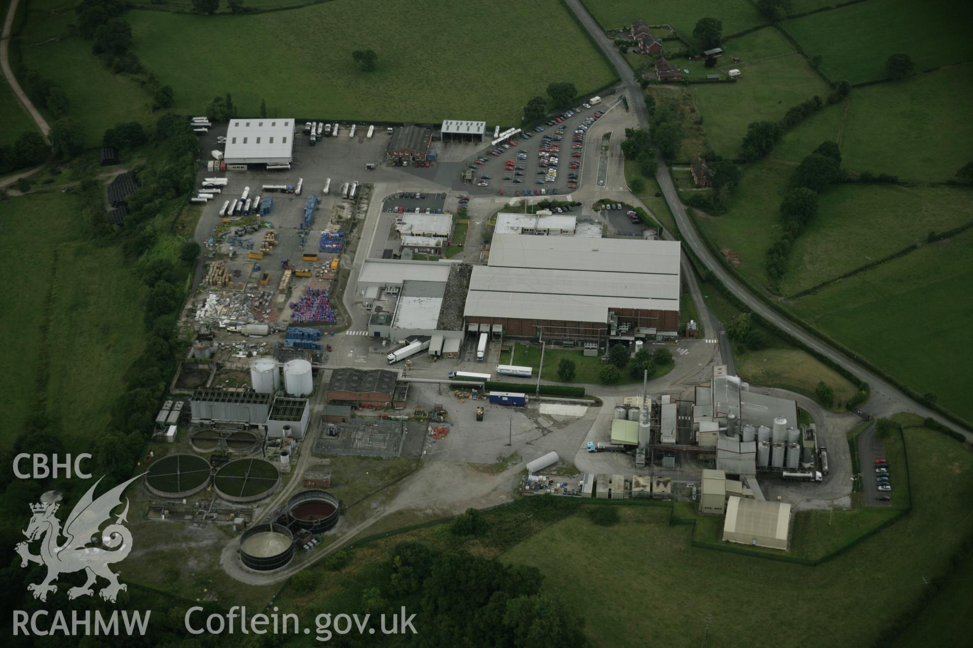 RCAHMW digital colour oblique photograph of Maelor Creamery, Wrexham, viewed from the east. Taken on 01/08/2005 by T.G. Driver.