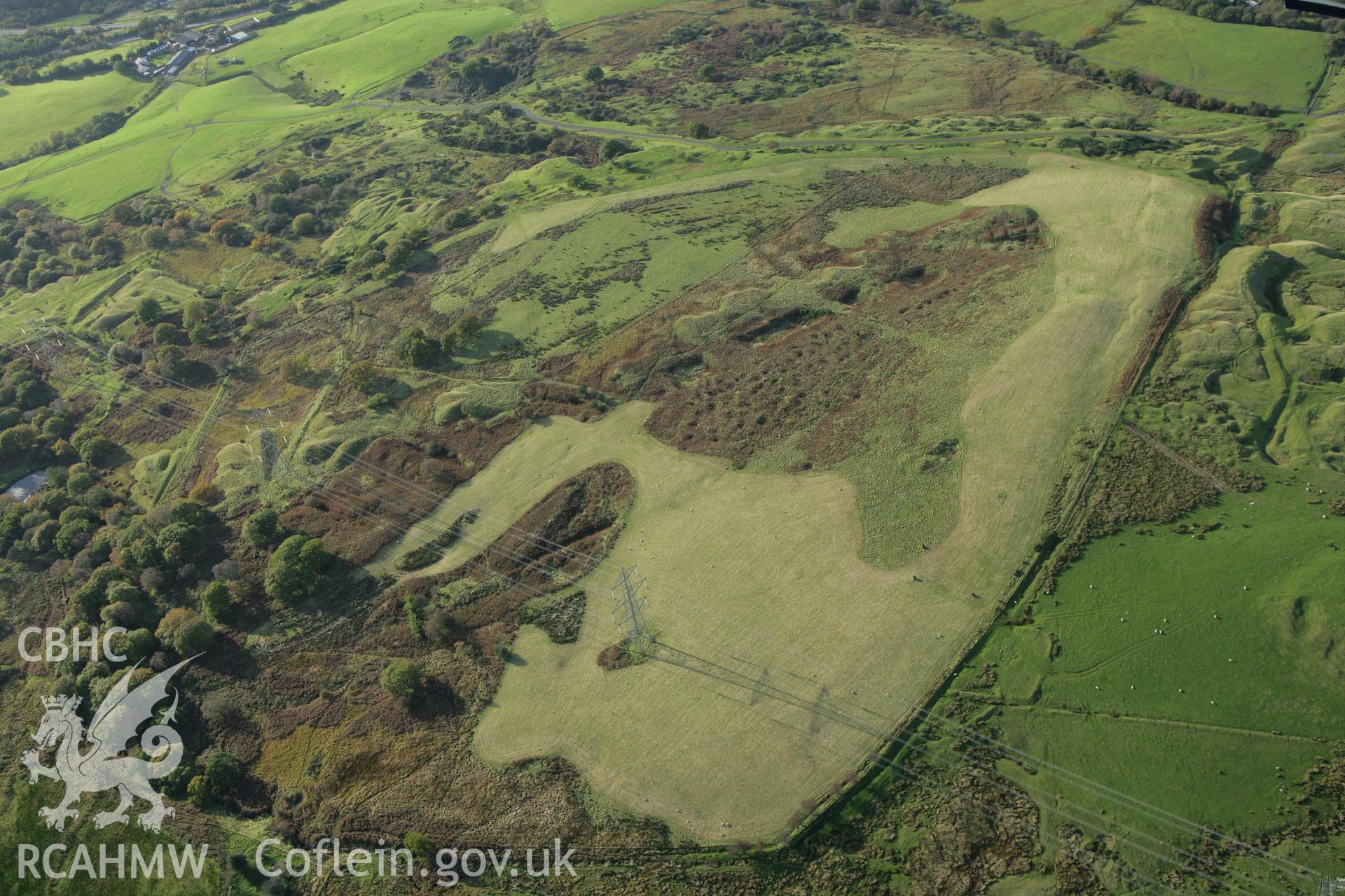 RCAHMW colour oblique photograph of Deserted Mining Village, Ffos-y-fran. Taken by Toby Driver on 16/10/2008.