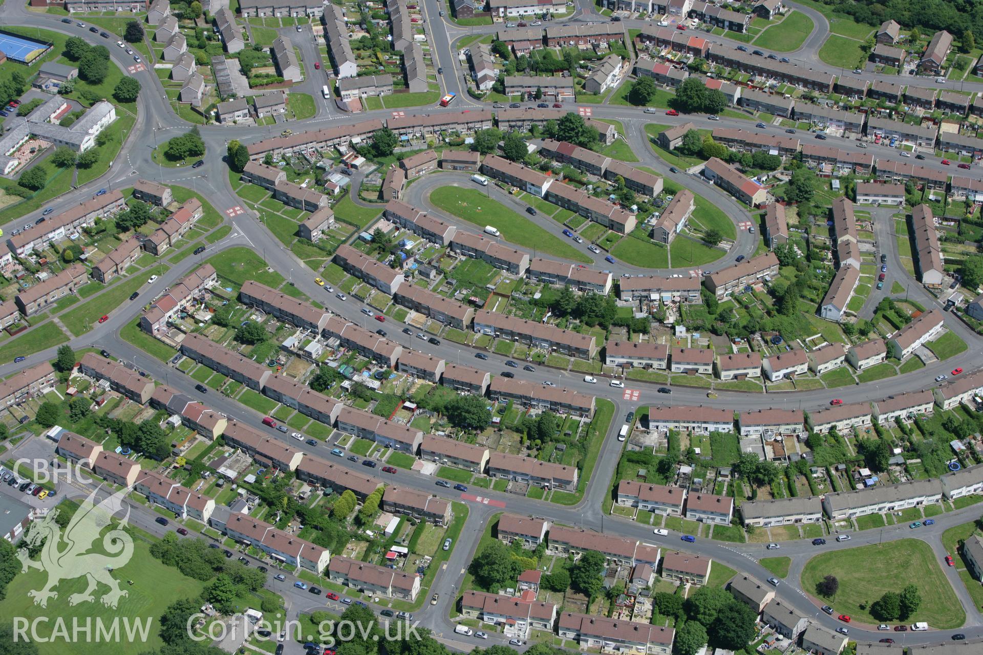 RCAHMW colour oblique photograph of housing at Penydarren, Merthyr Tydfil. Taken by Toby Driver on 09/06/2008.