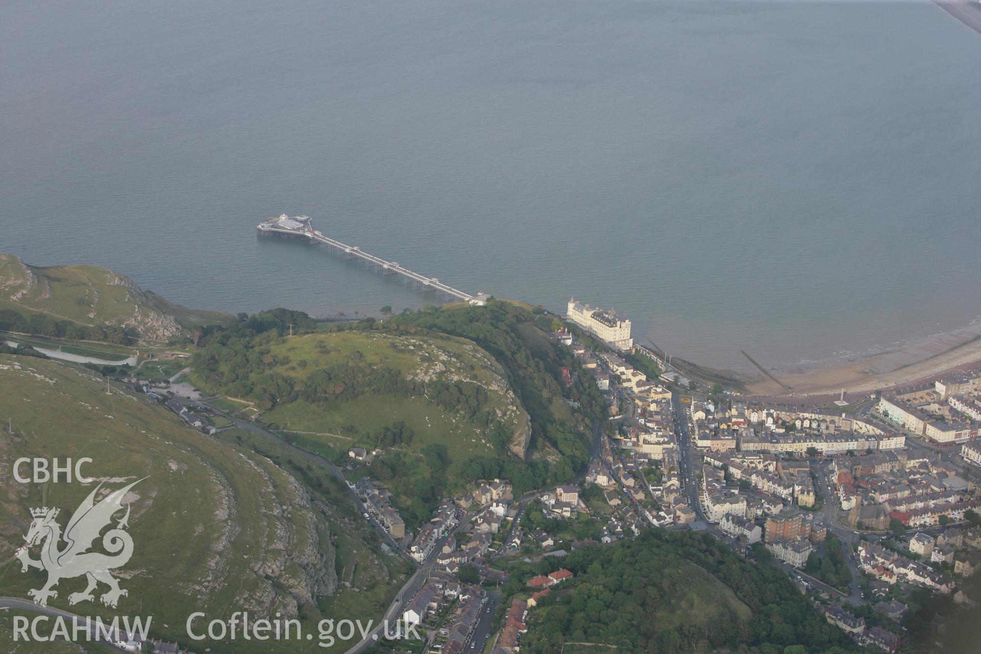 RCAHMW colour oblique photograph of Llandudno Pier, from the Great Orme. Taken by Toby Driver on 24/07/2008.