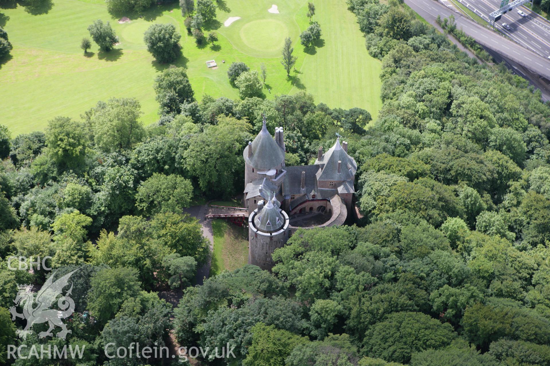RCAHMW colour oblique photograph of Castle Coch, Tongwynlais. Taken by Toby Driver on 21/07/2008.