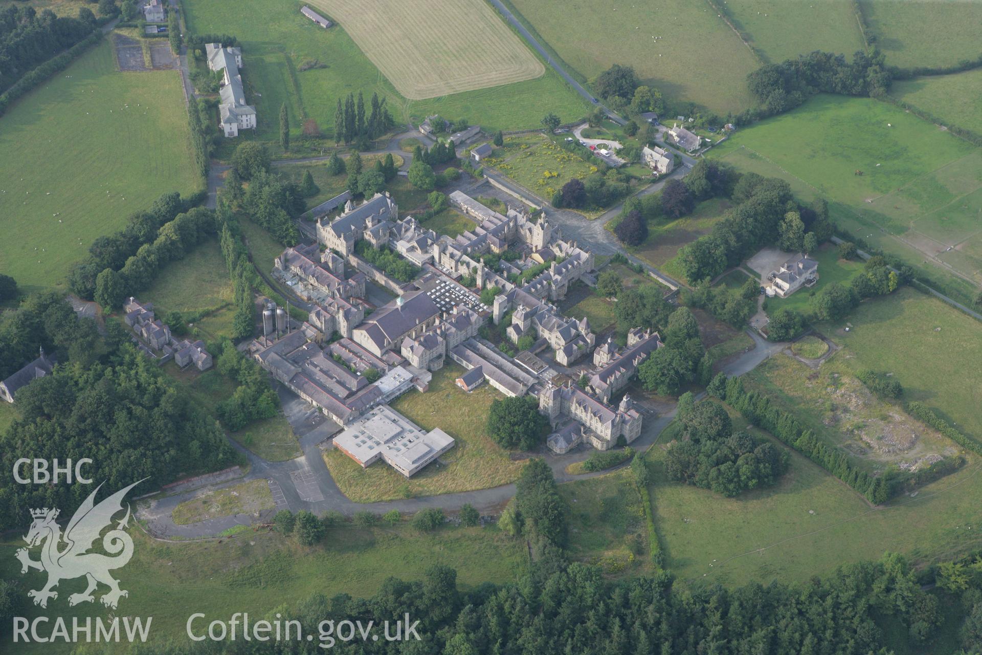 RCAHMW colour oblique photograph of North Wales Counties Mental Hospital Complex towards Denbigh. Taken by Toby Driver on 24/07/2008.