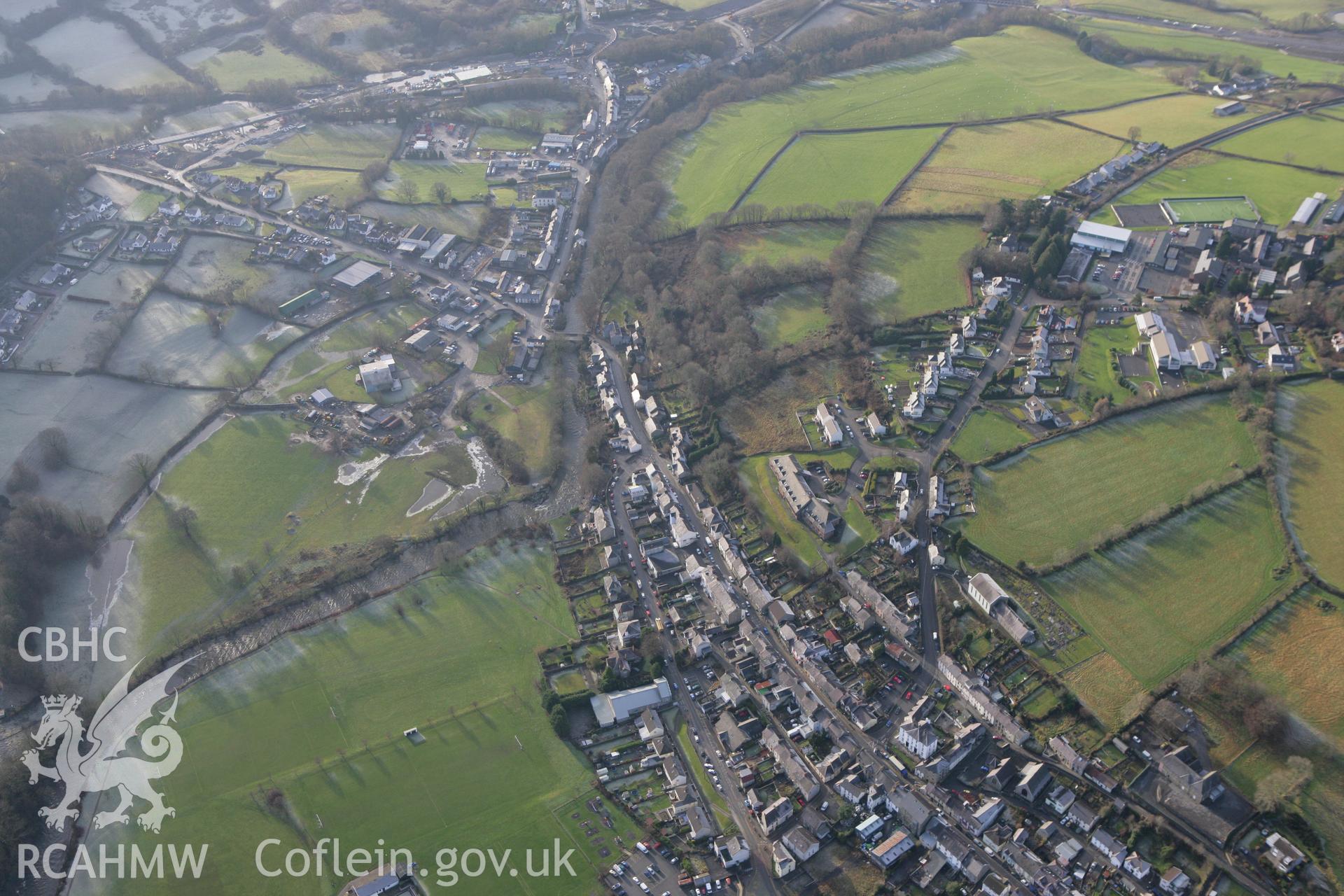 RCAHMW colour oblique photograph of Llandysul town. Taken by Toby Driver on 15/12/2008.