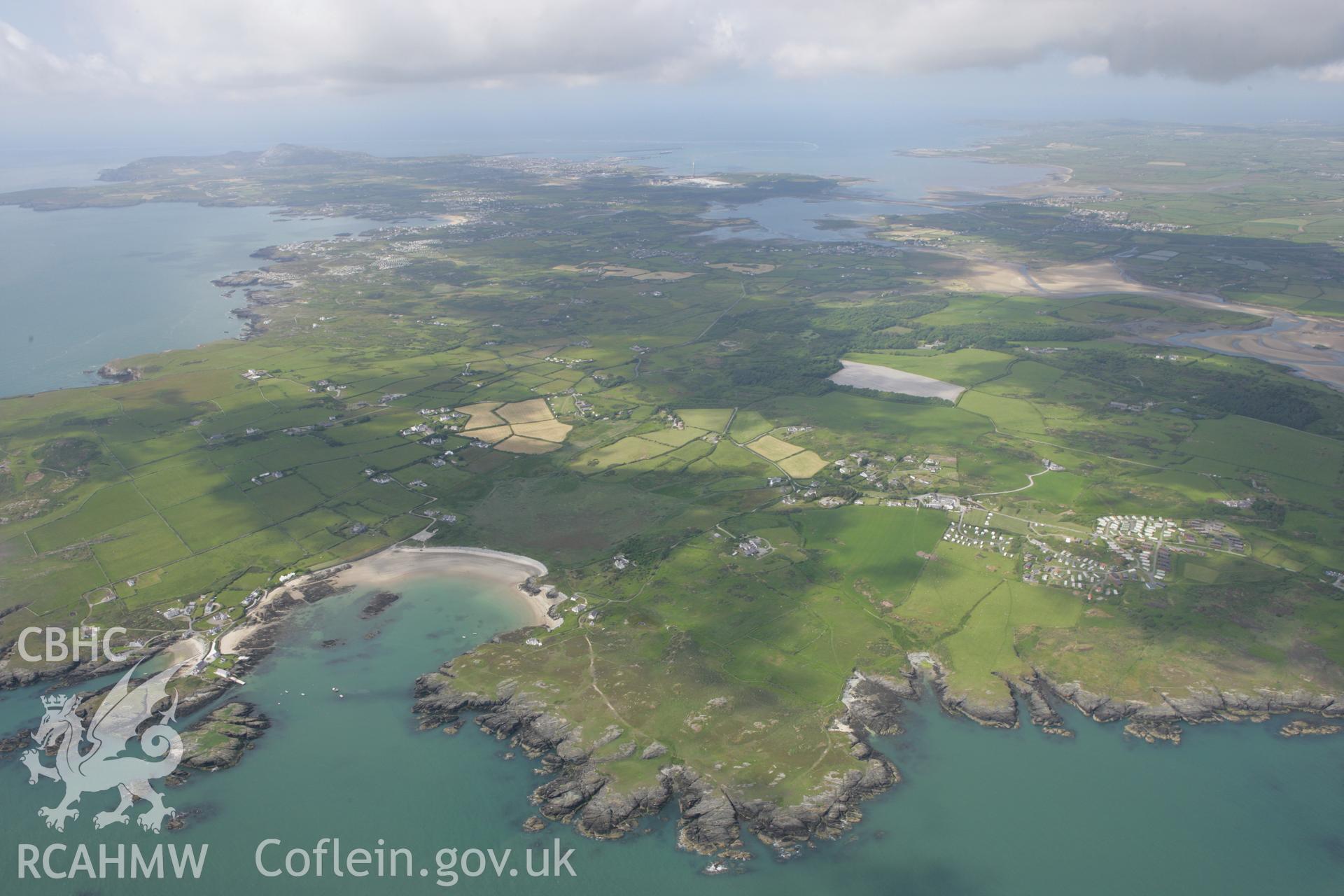 RCAHMW colour oblique photograph of Borthwen Bay, Rhoscolyn, Holy Island, view from the south-east. Taken by Toby Driver on 13/06/2008.