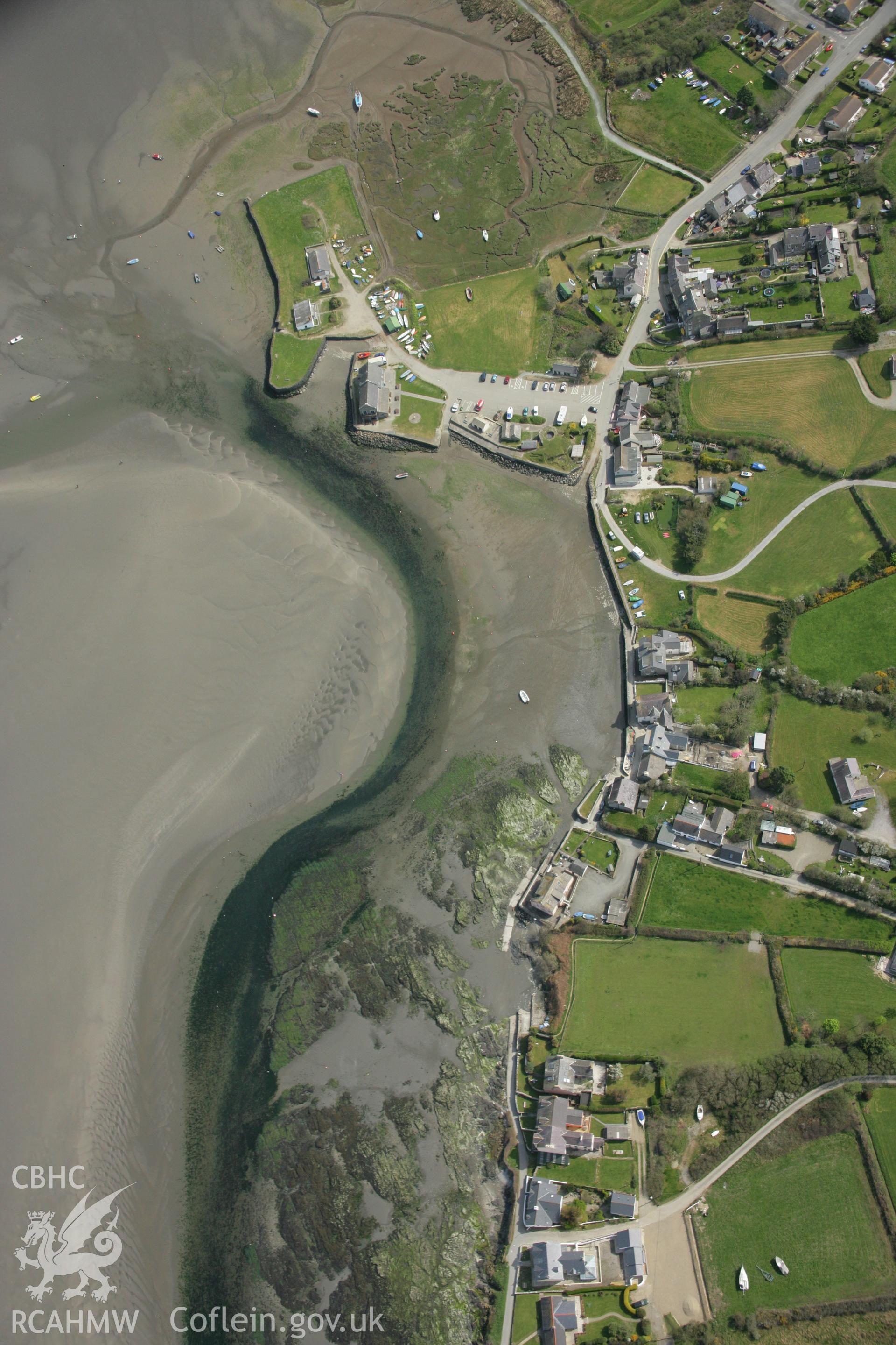 RCAHMW colour oblique aerial photograph of Newport Parog, showing view of harbour. Taken on 17 April 2007 by Toby Driver