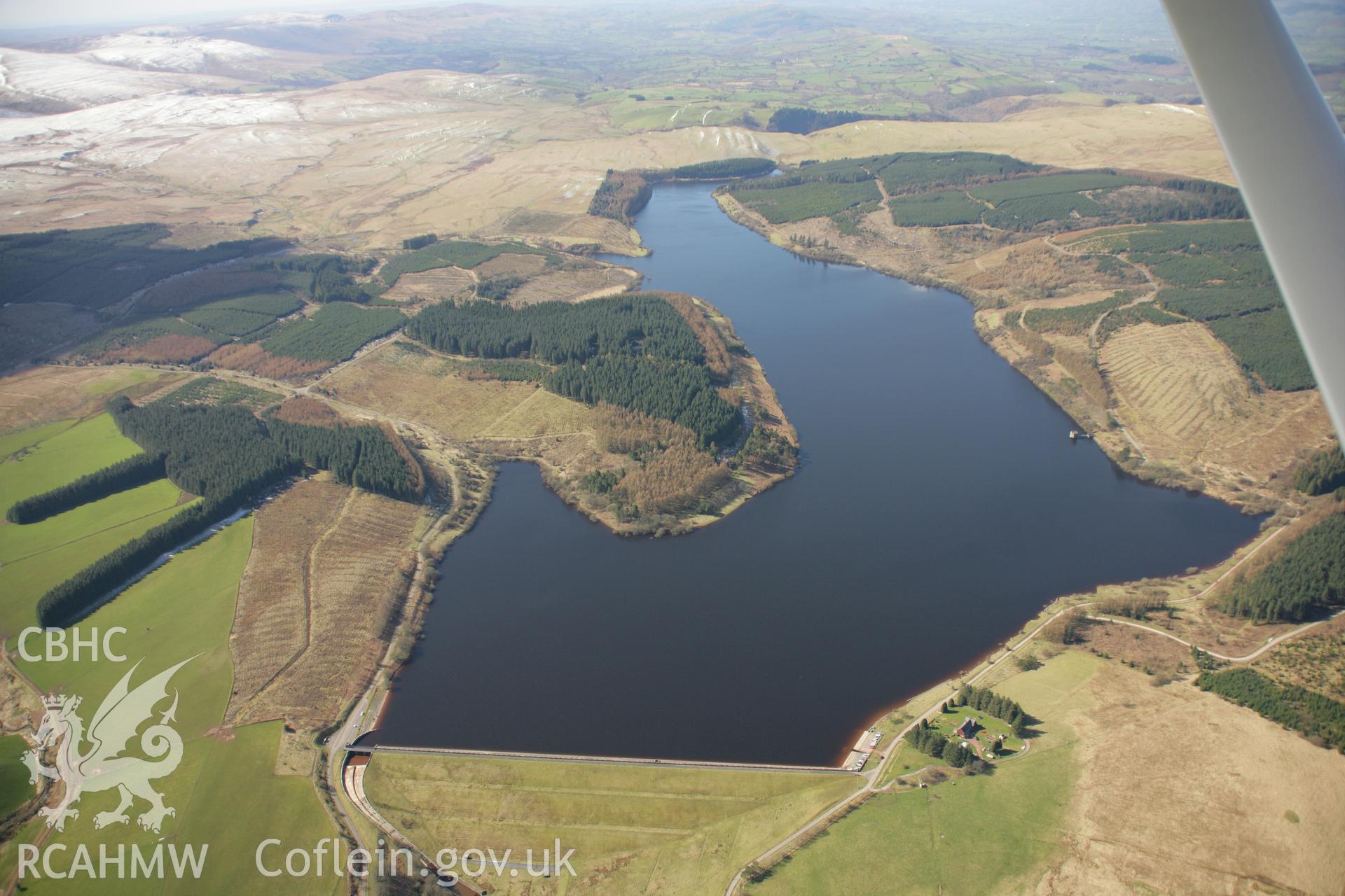 RCAHMW colour oblique aerial photograph of Usk Reservoir, viewed from the east. Taken on 21 March 2007 by Toby Driver