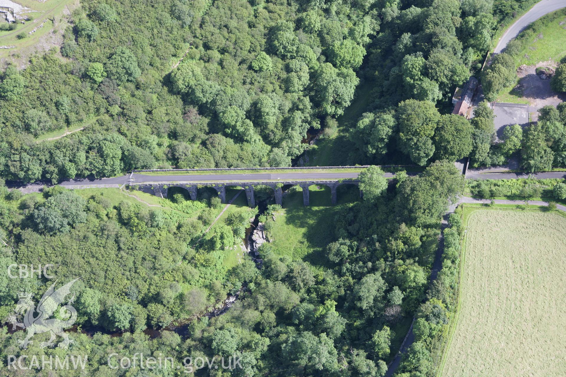RCAHMW colour oblique aerial photograph of Pontsarn Railway Viaduct, Merthyr Tydfil. Taken on 30 July 2007 by Toby Driver