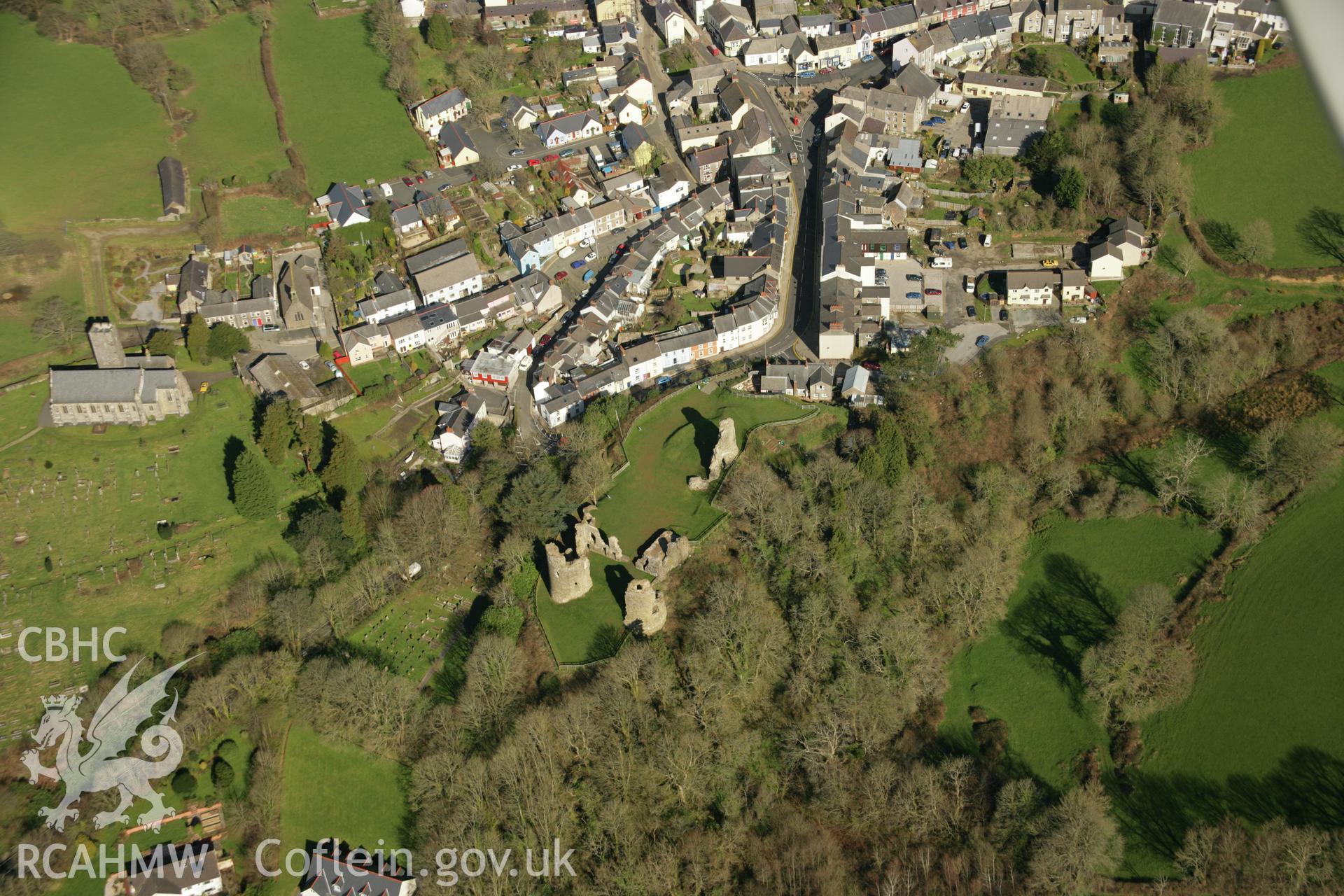 RCAHMW colour oblique aerial photograph of Narberth Castle. Taken on 21 March 2007 by Toby Driver