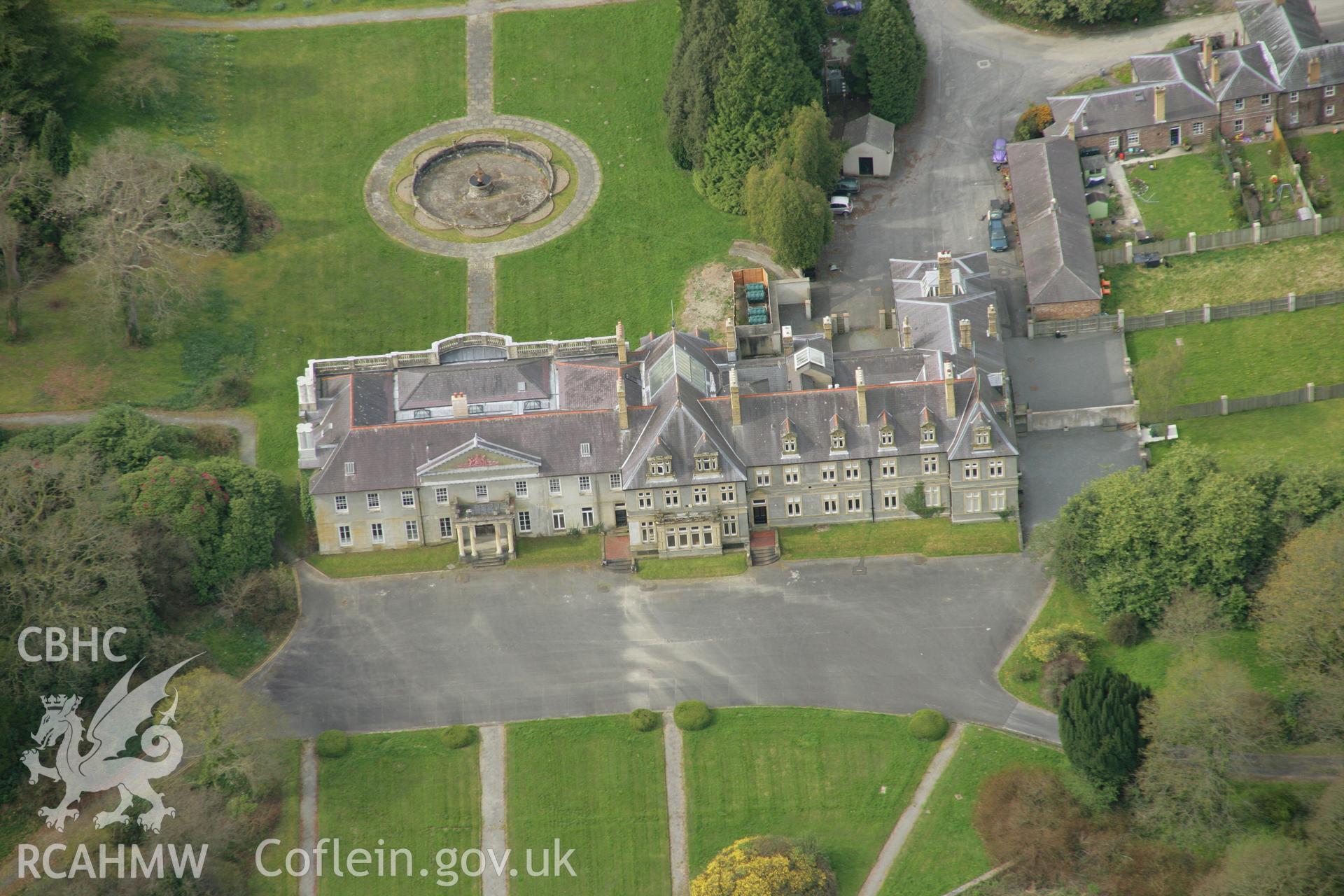 RCAHMW colour oblique aerial photograph of Trawsgoed Mansion. Taken on 17 April 2007 by Toby Driver