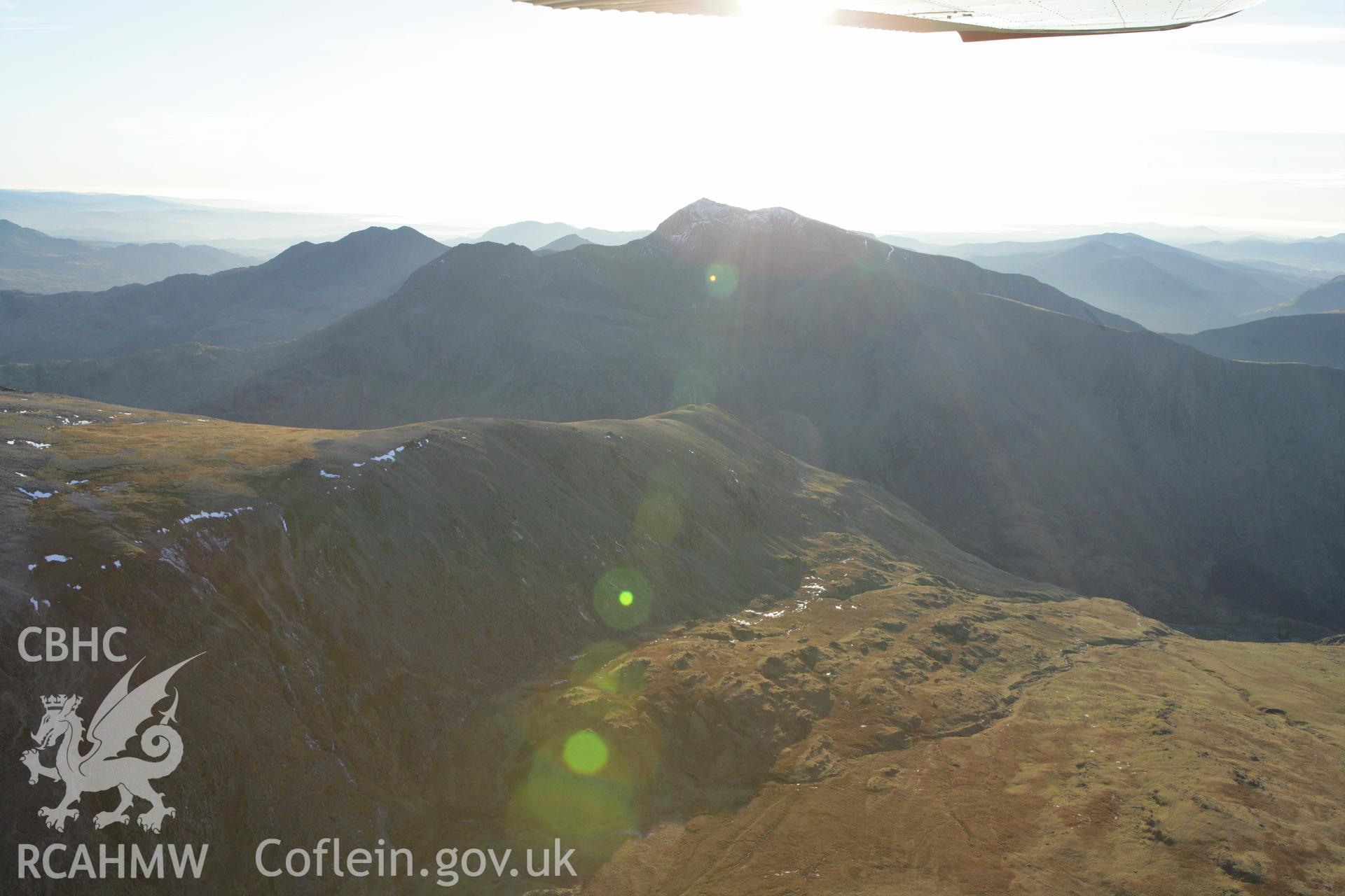 RCAHMW colour oblique photograph of Snowdon from the north-east. Taken by Toby Driver on 20/12/2007.