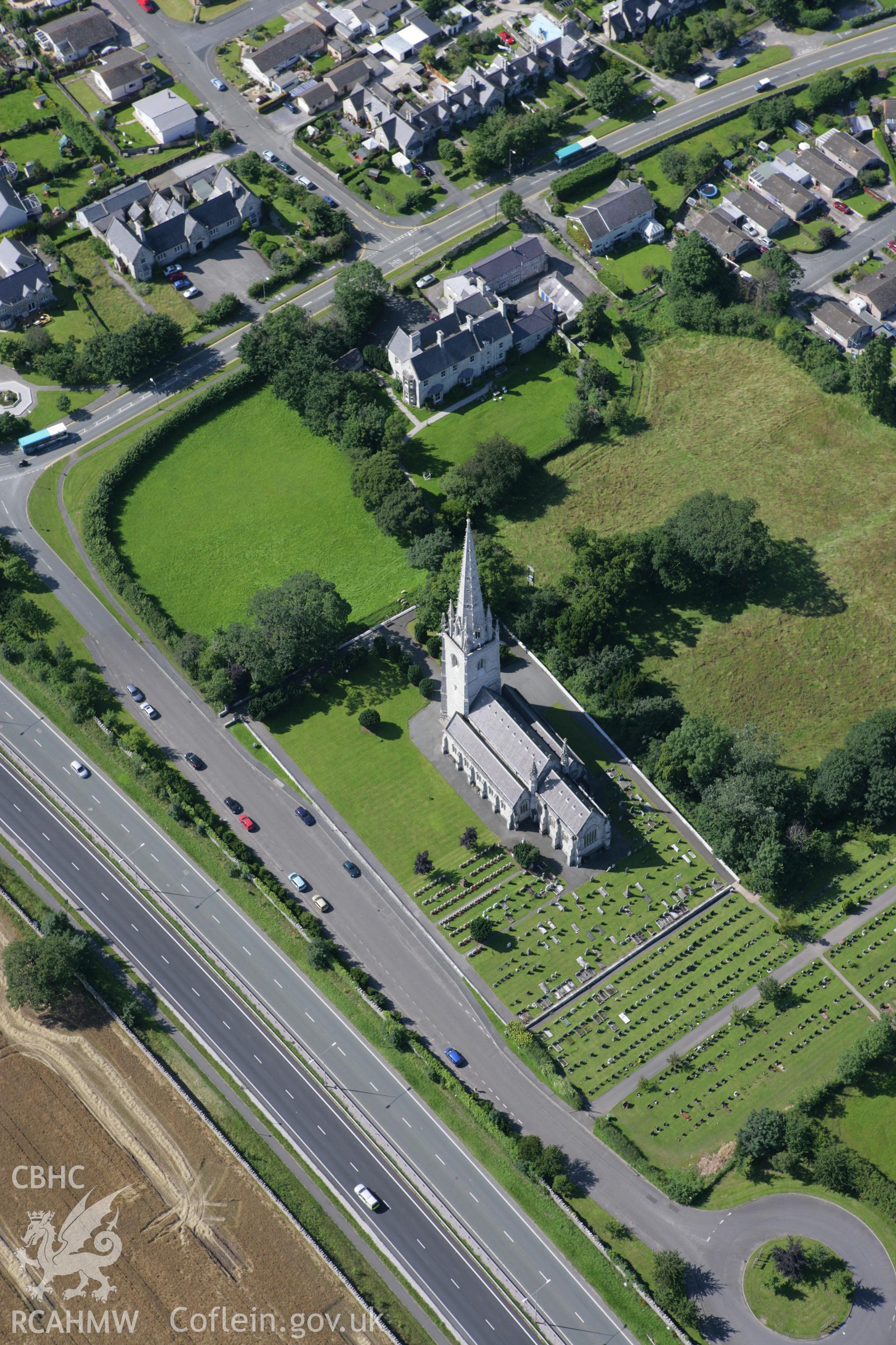 RCAHMW colour oblique aerial photograph of St Margaret's Church (The Marble Church), Bodelwyddan. Taken on 31 July 2007 by Toby Driver