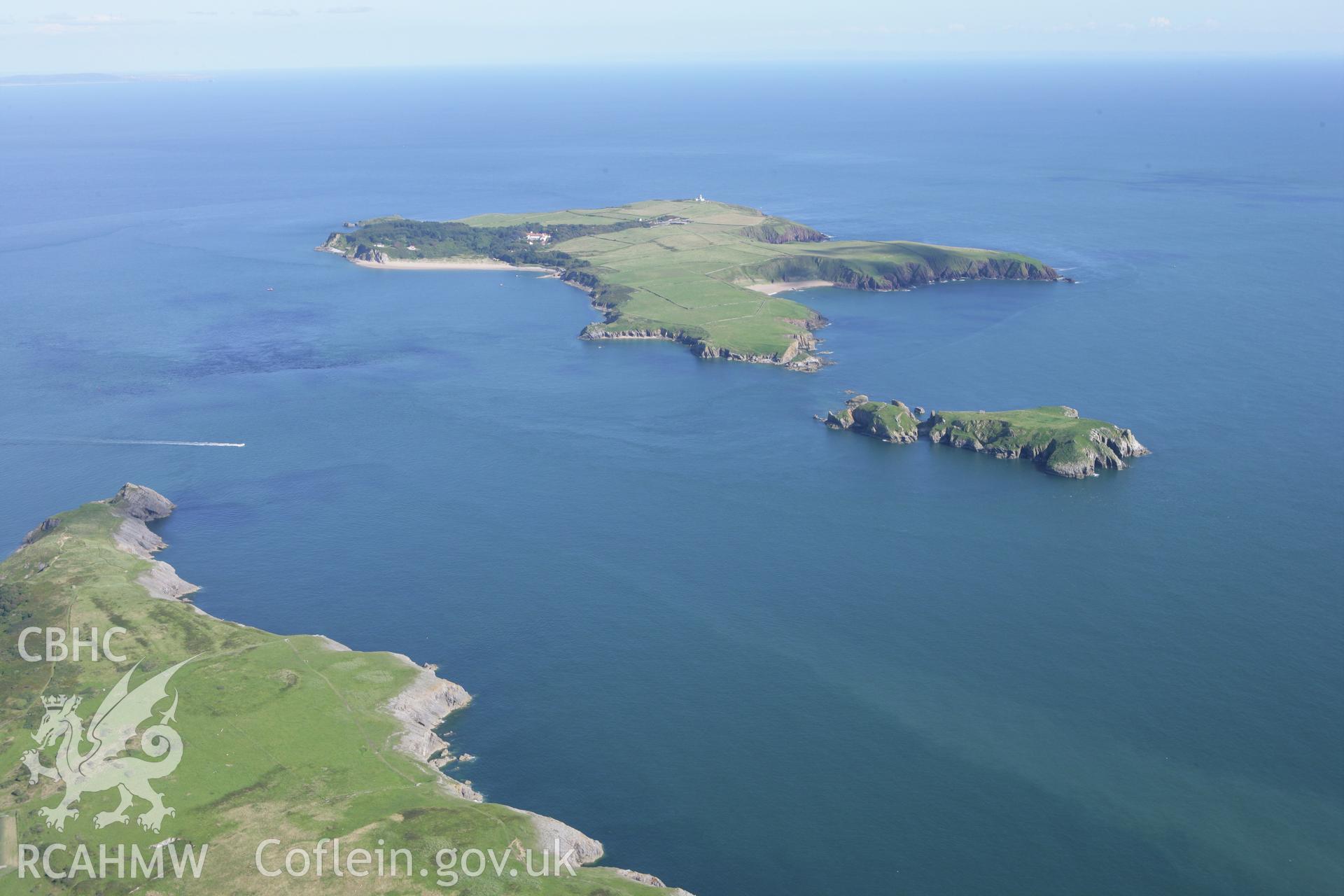 RCAHMW colour oblique aerial photograph of Caldey Island from the north-west. Taken on 30 July 2007 by Toby Driver