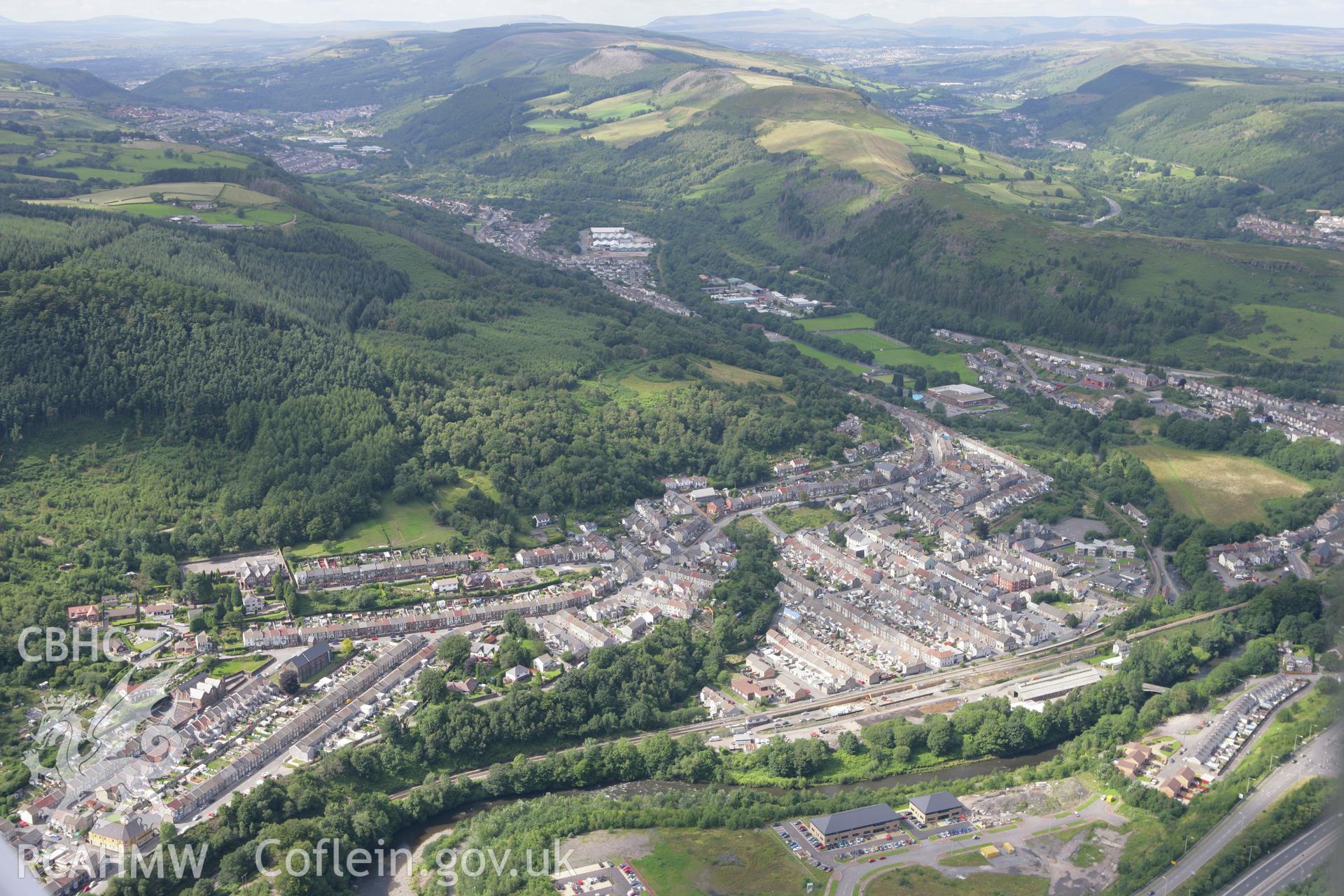 RCAHMW colour oblique aerial photograph of Abercynon Station, in landscape view from the south. Taken on 30 July 2007 by Toby Driver