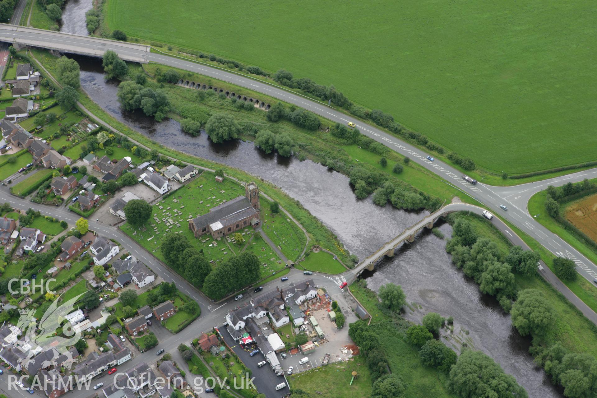 RCAHMW colour oblique aerial photograph of Dee Bridge, Bangor-Is-y-Coed. Taken on 24 July 2007 by Toby Driver