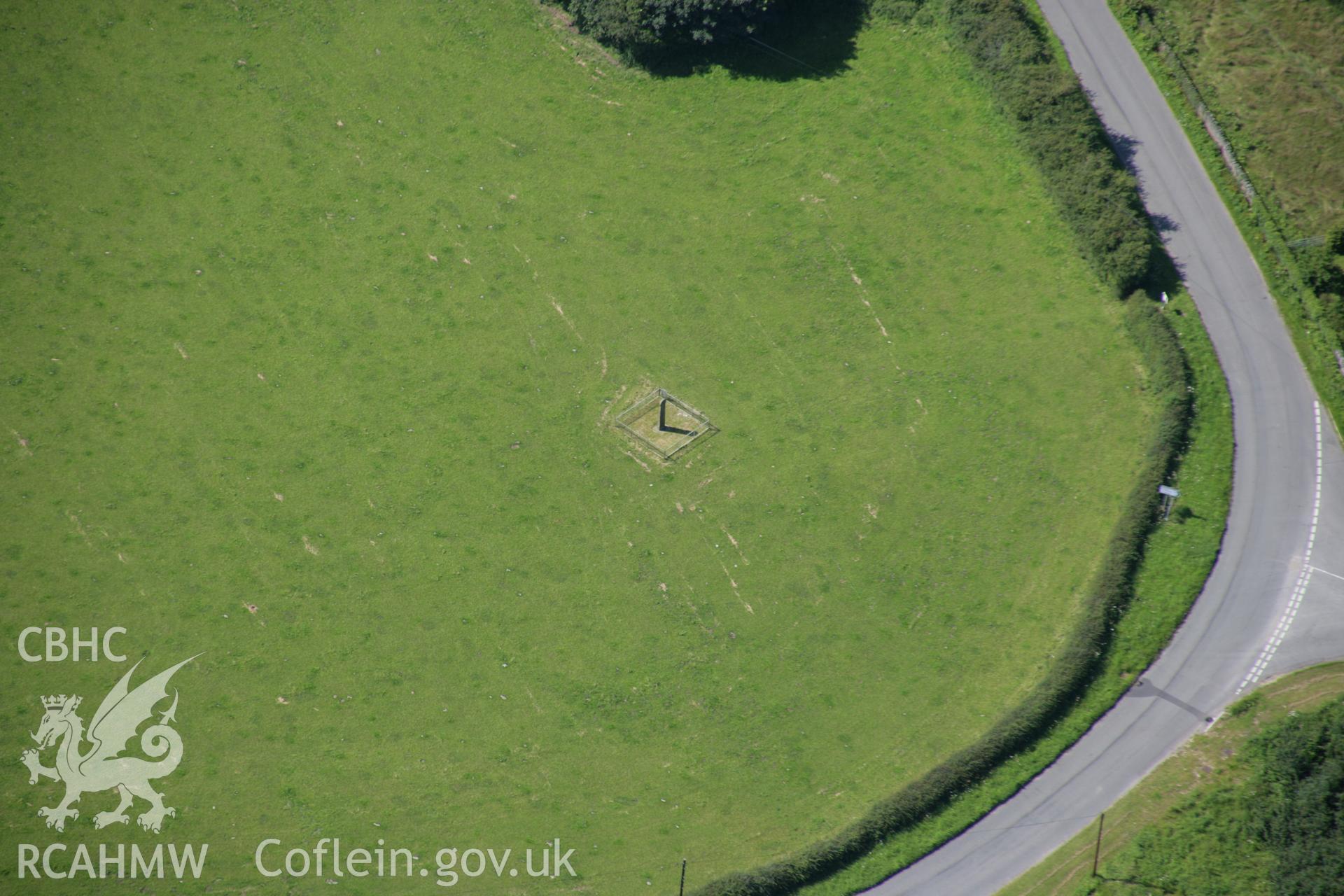 RCAHMW colour oblique aerial photograph of Maen Achwyfan Cross. Taken on 31 July 2007 by Toby Driver