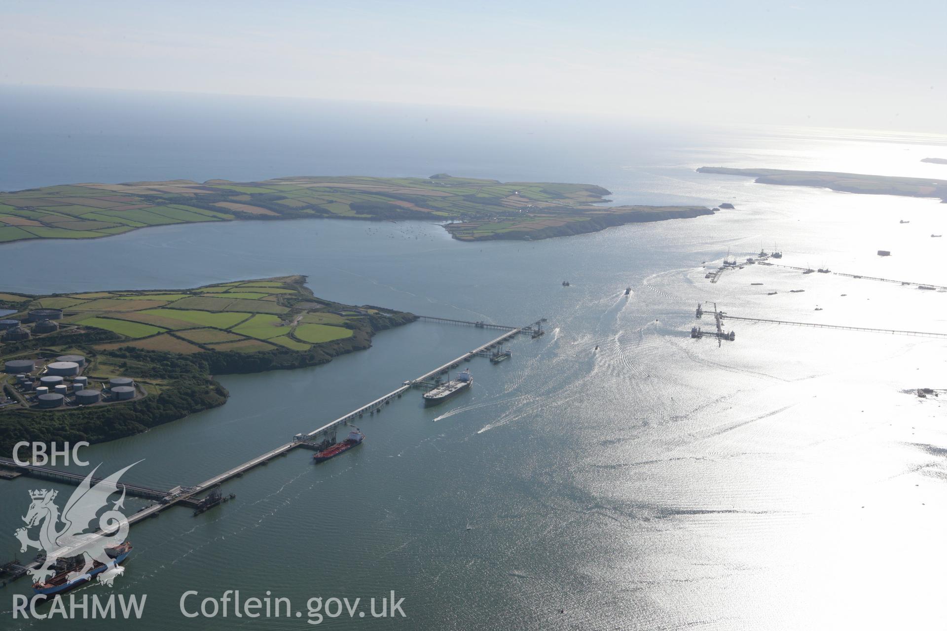 RCAHMW colour oblique aerial photograph of Milford Haven Waterway, looking to the west. Taken on 30 July 2007 by Toby Driver
