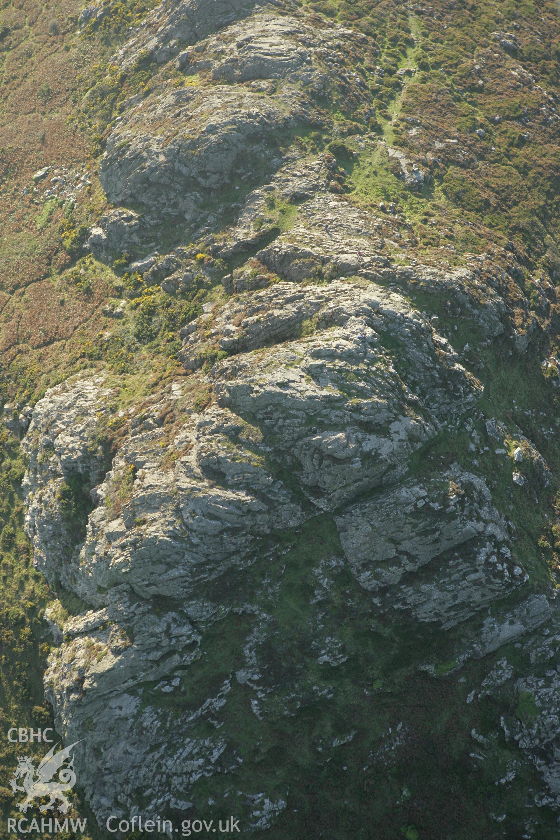 RCAHMW colour oblique photograph of Carn Llidi burial chambers. Taken by Toby Driver on 23/10/2007.