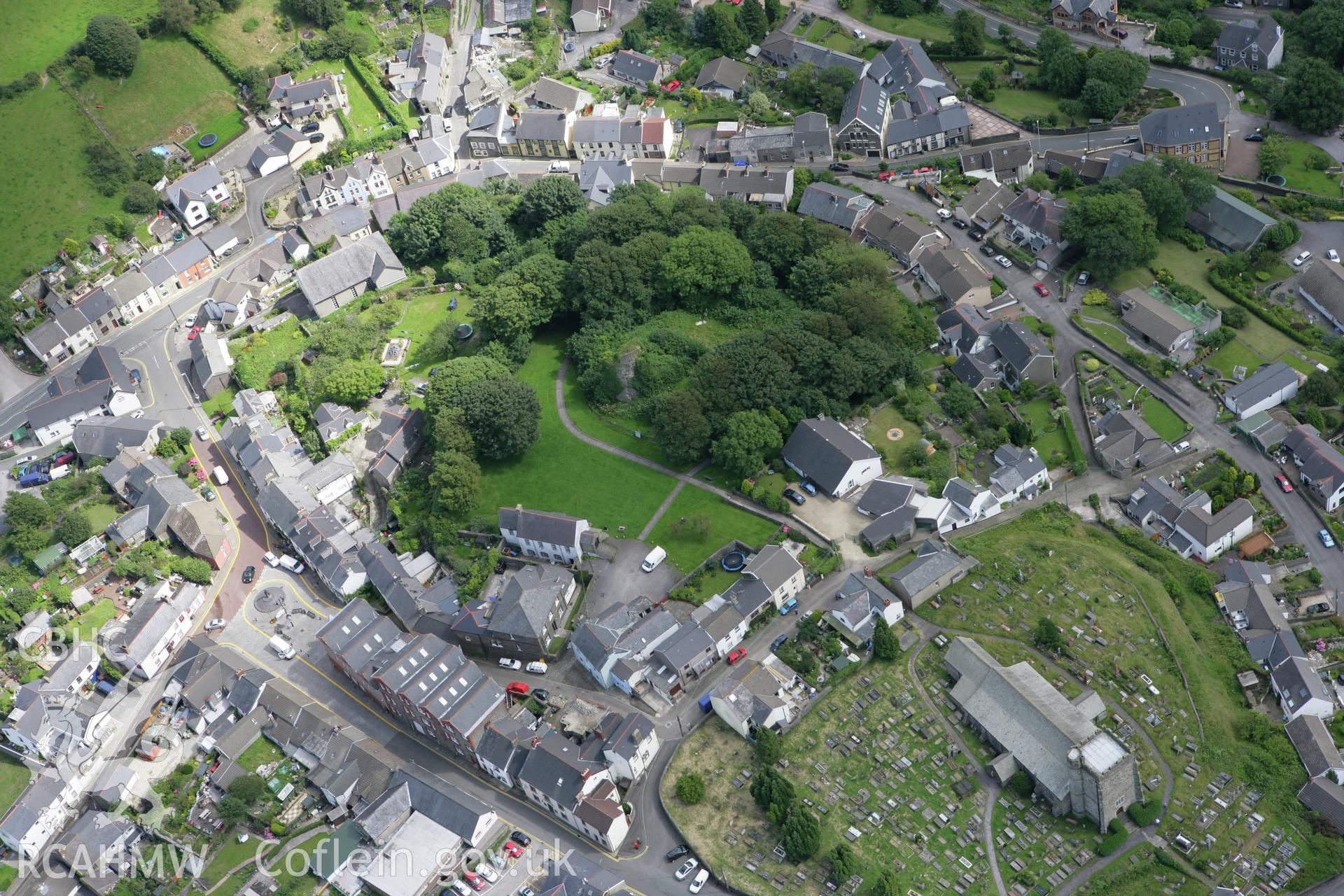 RCAHMW colour oblique aerial photograph of Llantrisant Castle. Taken on 30 July 2007 by Toby Driver